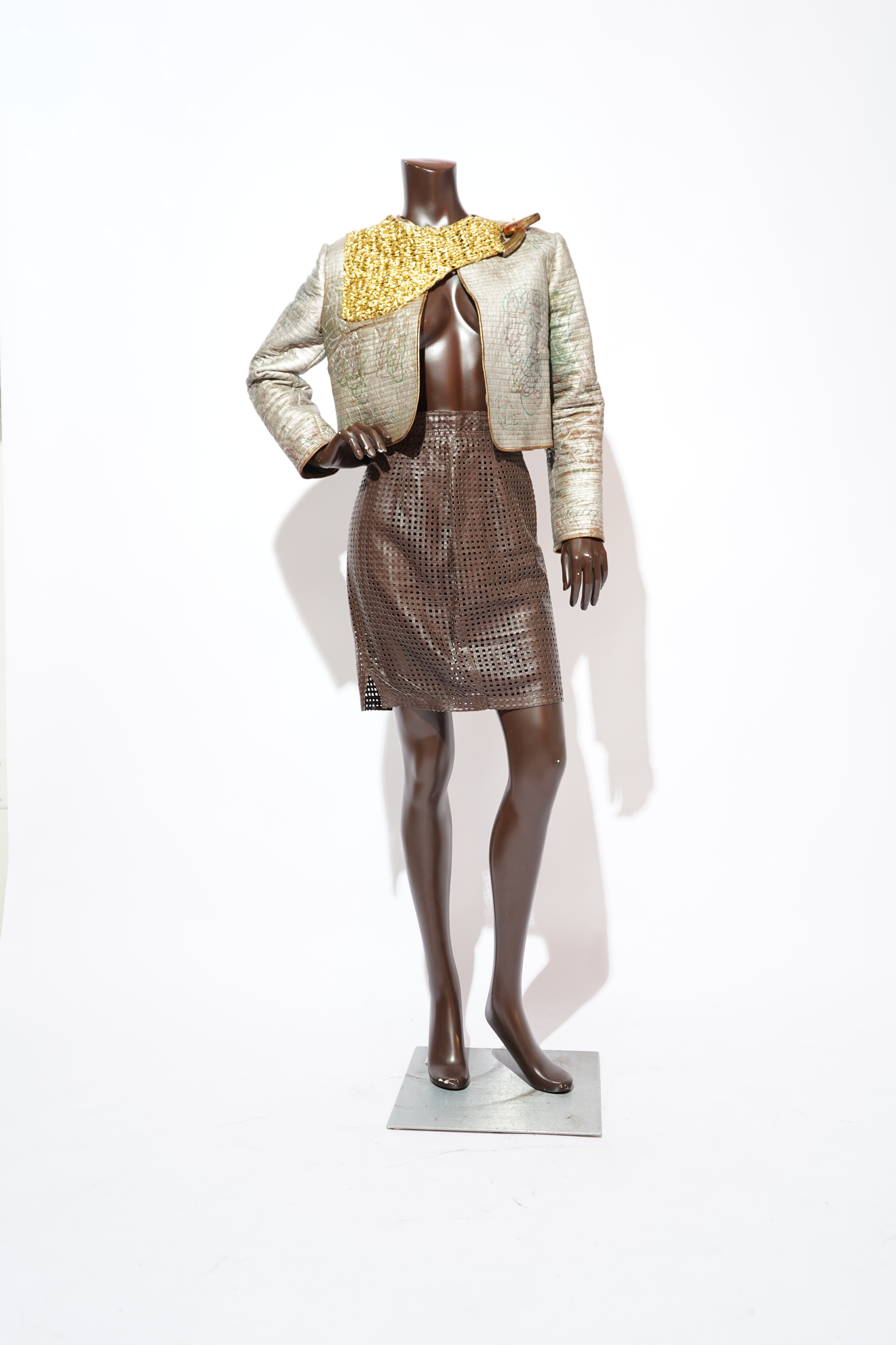 1980's Lisandro Sarasola Metallic Quilted Cropped Jacket — image 11
