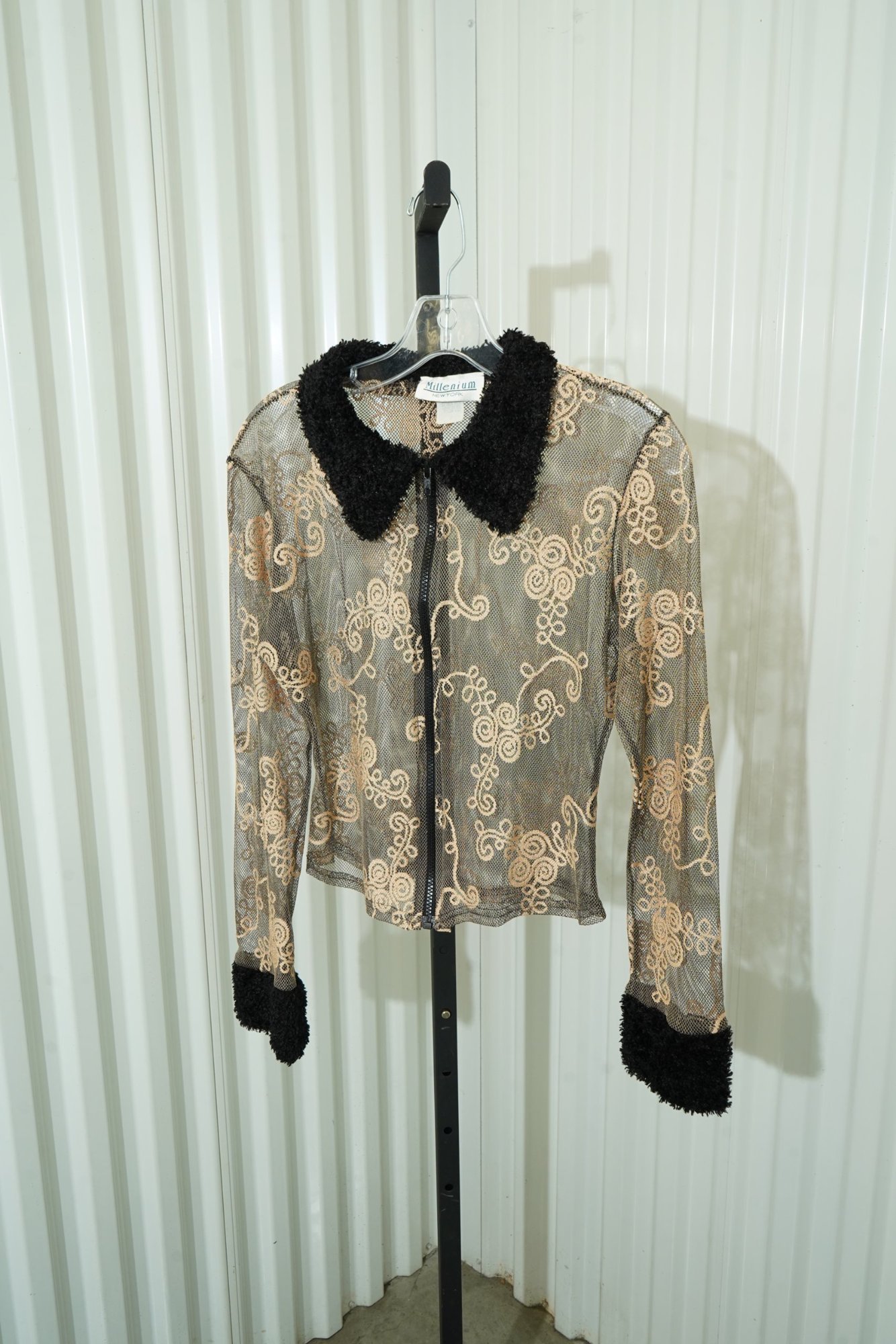 Millenium New York 1990s-2000s Millennium New York sheer mesh and fur cropped z…, image 2