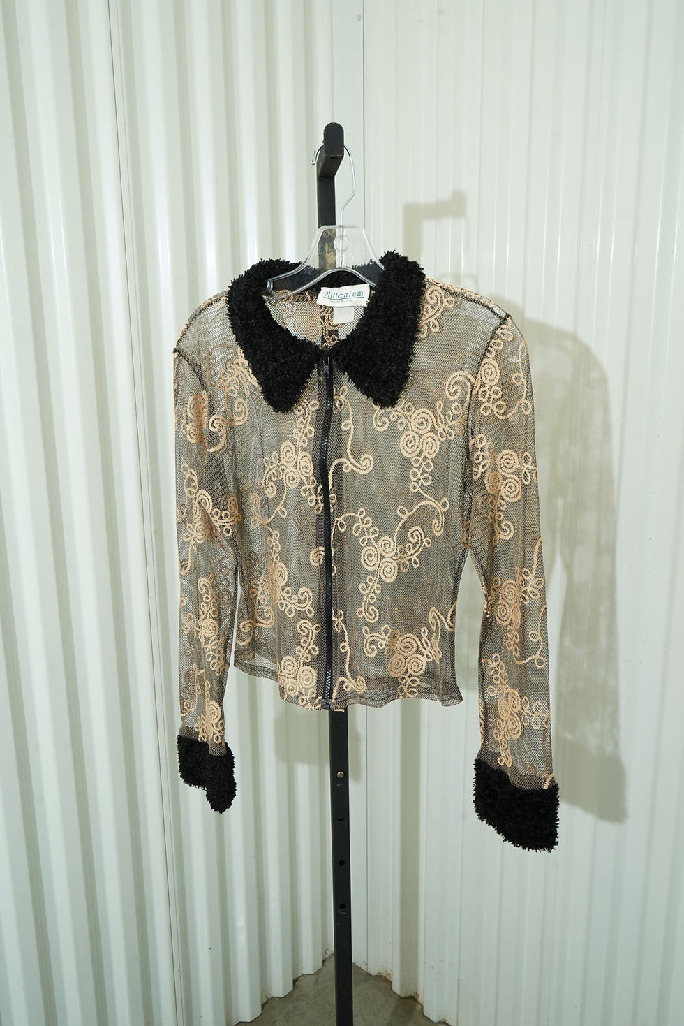 Thumbnail: Millenium New York 1990s-2000s Millennium New York sheer mesh and fur cropped z…