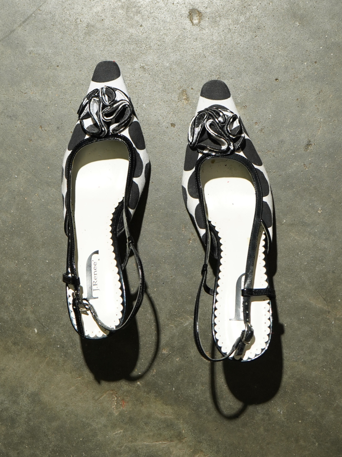 J. Renee Black & White Polka Dot Rosette Slingback — image 6