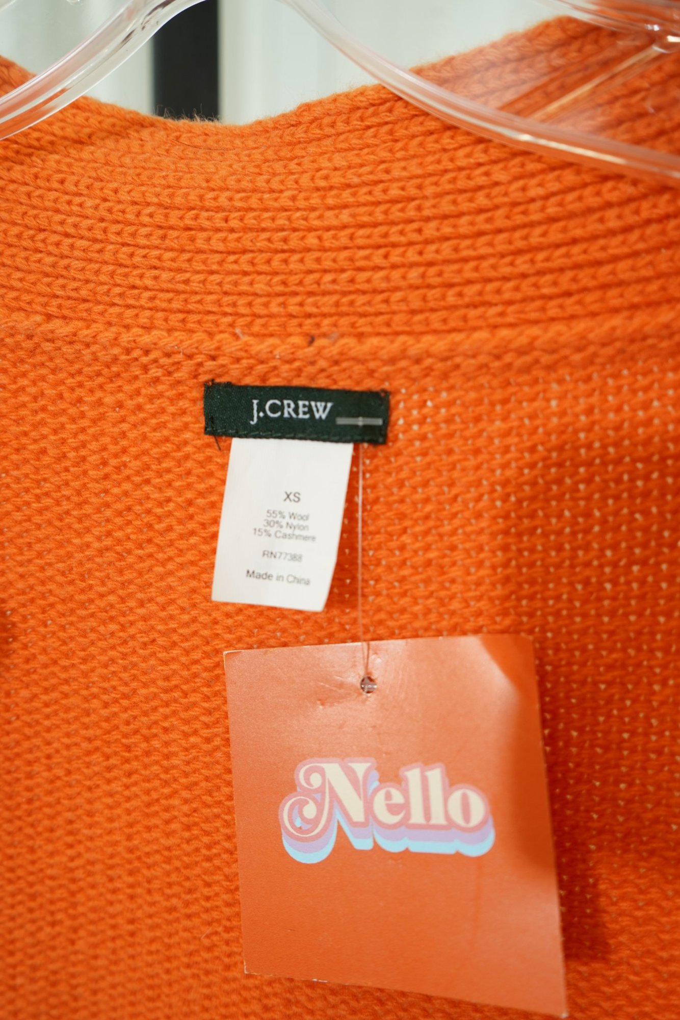 2010s-2020s J. CREW Wool Pumpkin Orange Crochet Wool Cardigan, image 4
