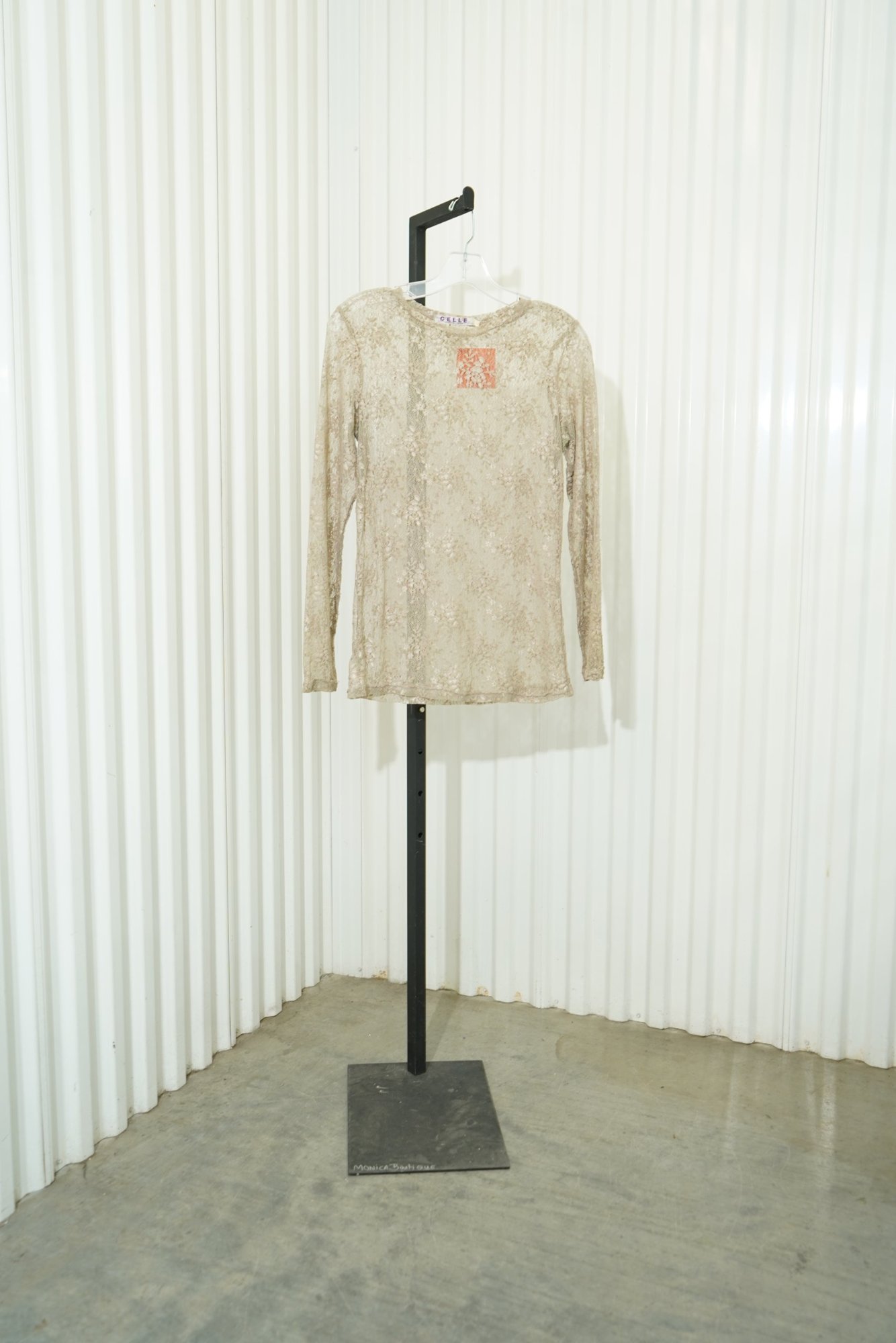 90s CELLE Champagne lace Long Seeve Top, image 3