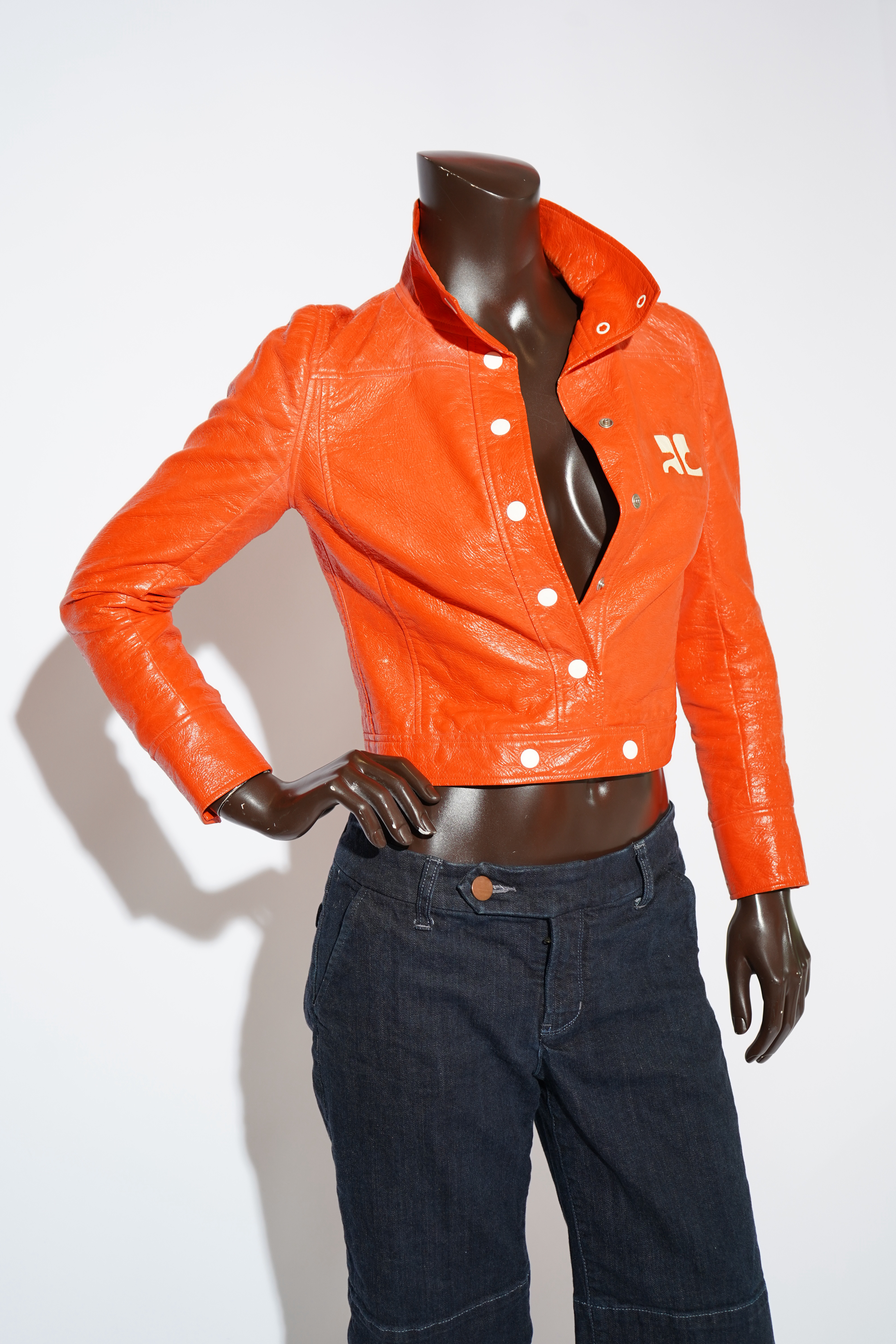 Original 1960s André Courrèges Orange Vinyl Jacket — image 4