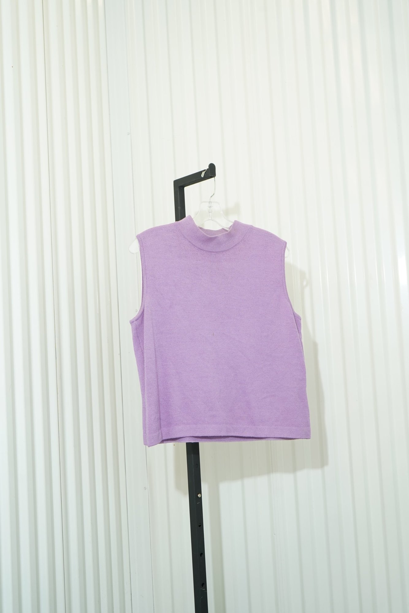 90s St. John Orchid Violet Mock Neck Shoulder Zipper knit Tank, image 2