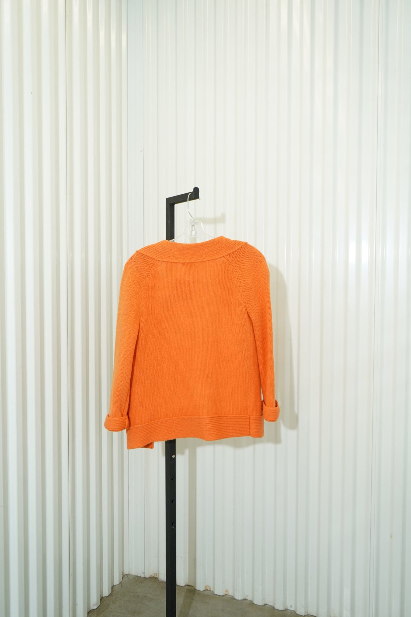2010s-2020s J. CREW Wool Pumpkin Orange Crochet Wool Cardigan, image 6
