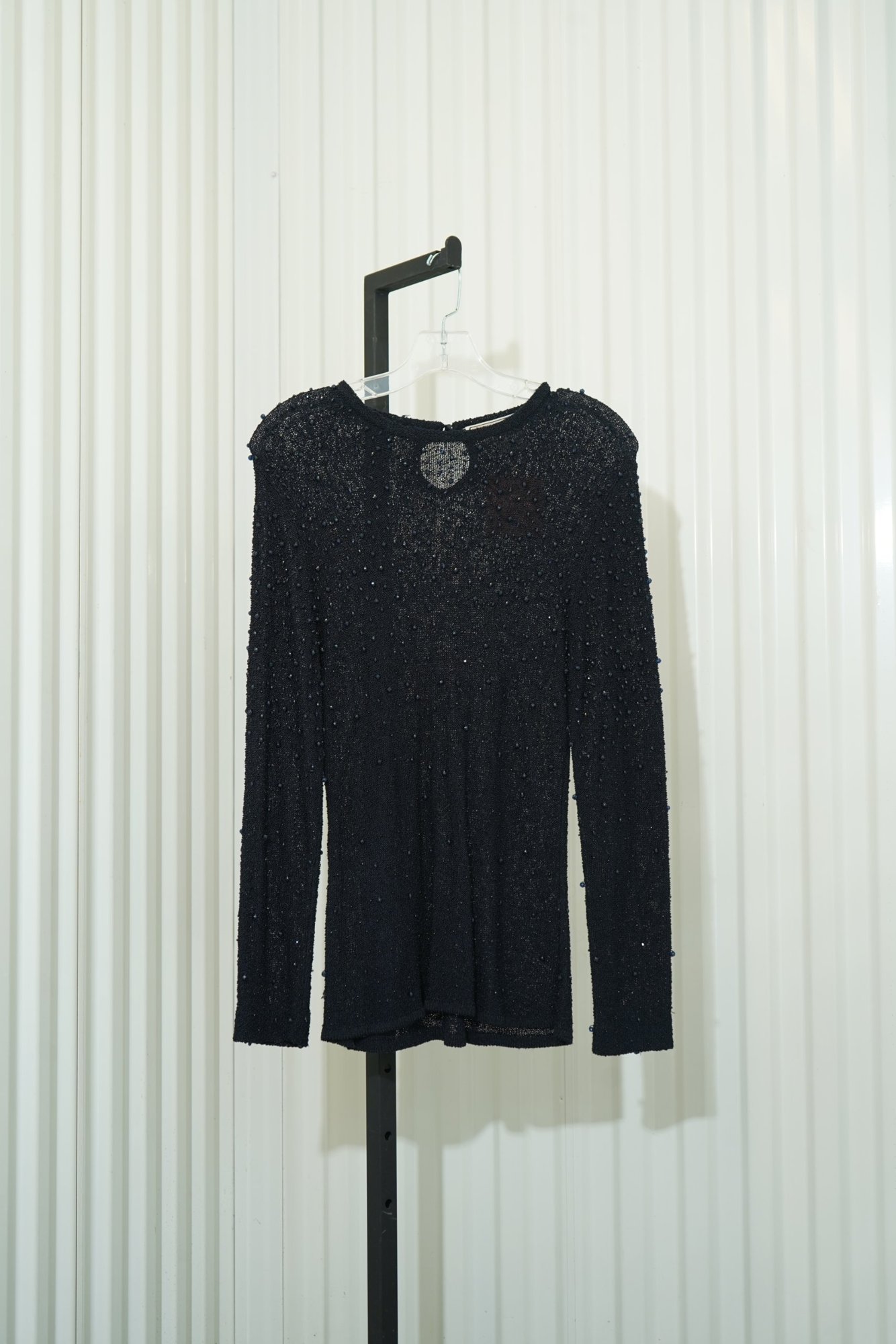 80s Carlisle/Sport Navy All-Over Beaded Knit Sweater, image 2