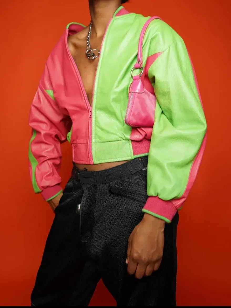 Cache Pink & Green Varsity Jacket, image 9