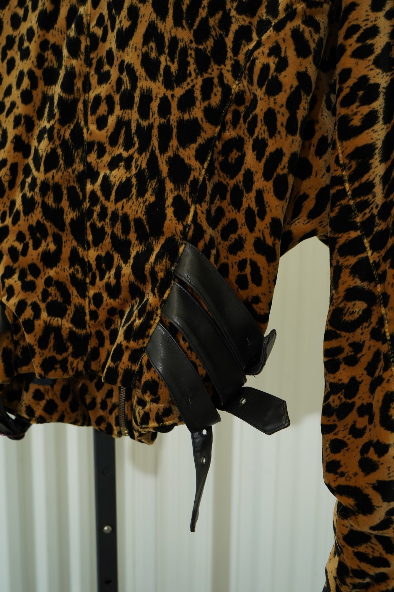 80s Nina K Leopard print tan/gold Motot Jacet with Leather Buckle Peplum, image 8