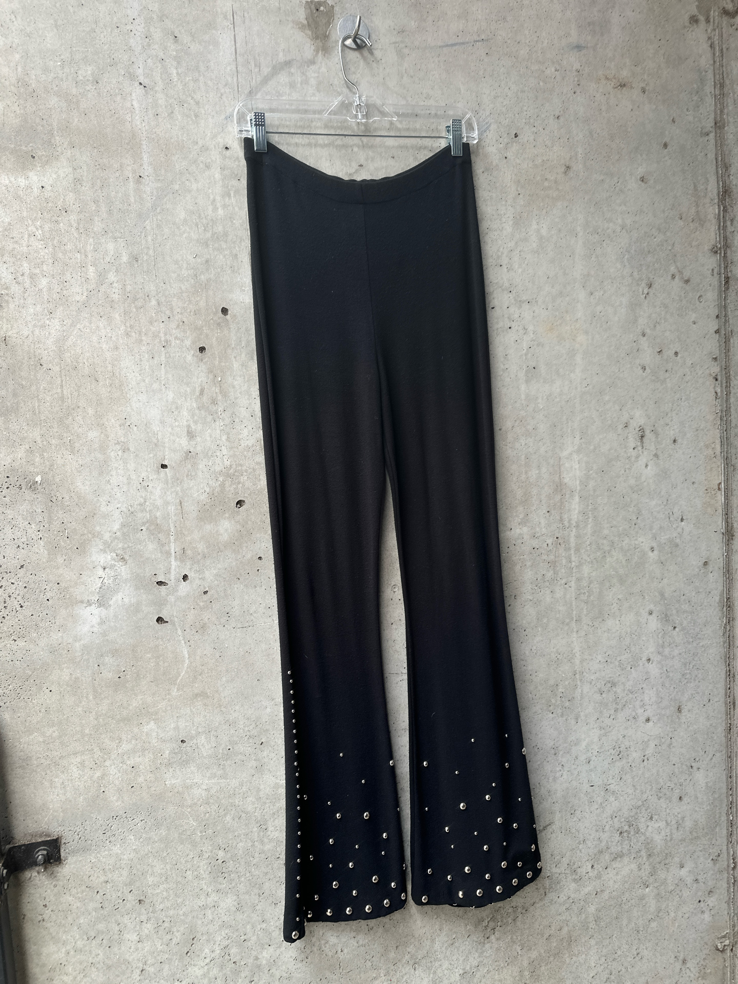 Black Studded Flare Pants with Silver Studs — image 5