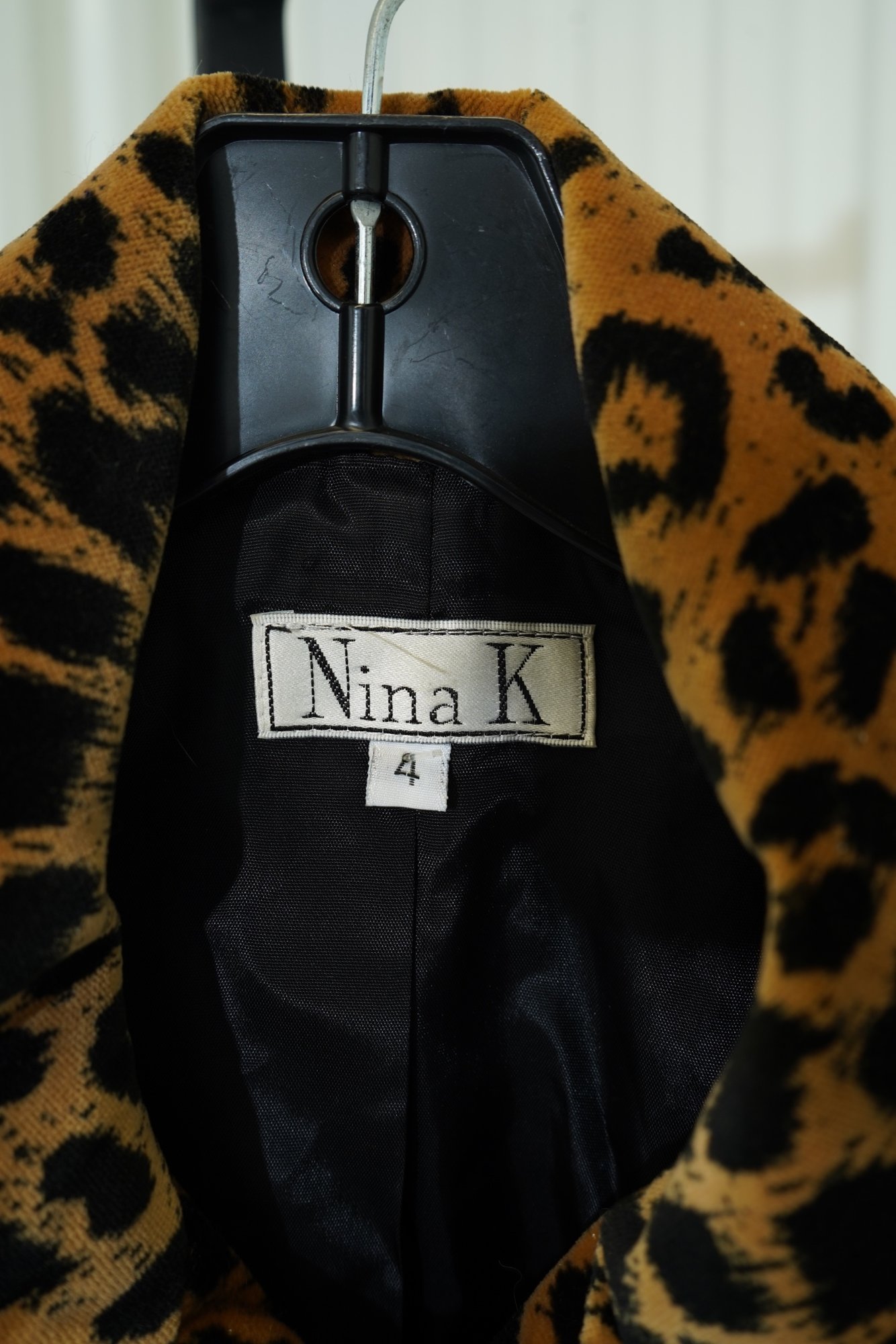 80s Nina K Leopard print tan/gold Motot Jacet with Leather Buckle Peplum, image 6