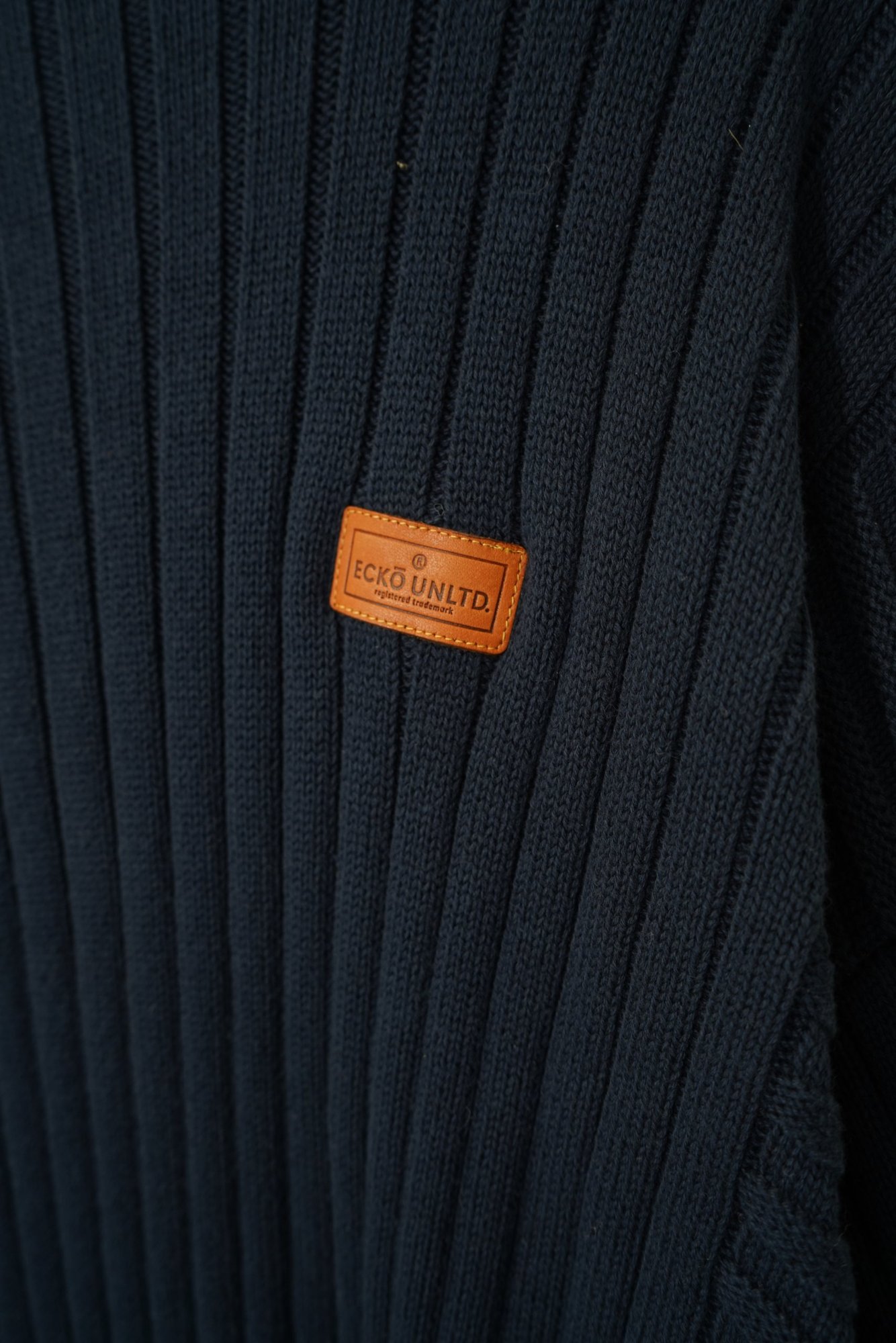 Y2K eckō unltd. Navy Ribbed Crew Neck Sweater (mens), image 3