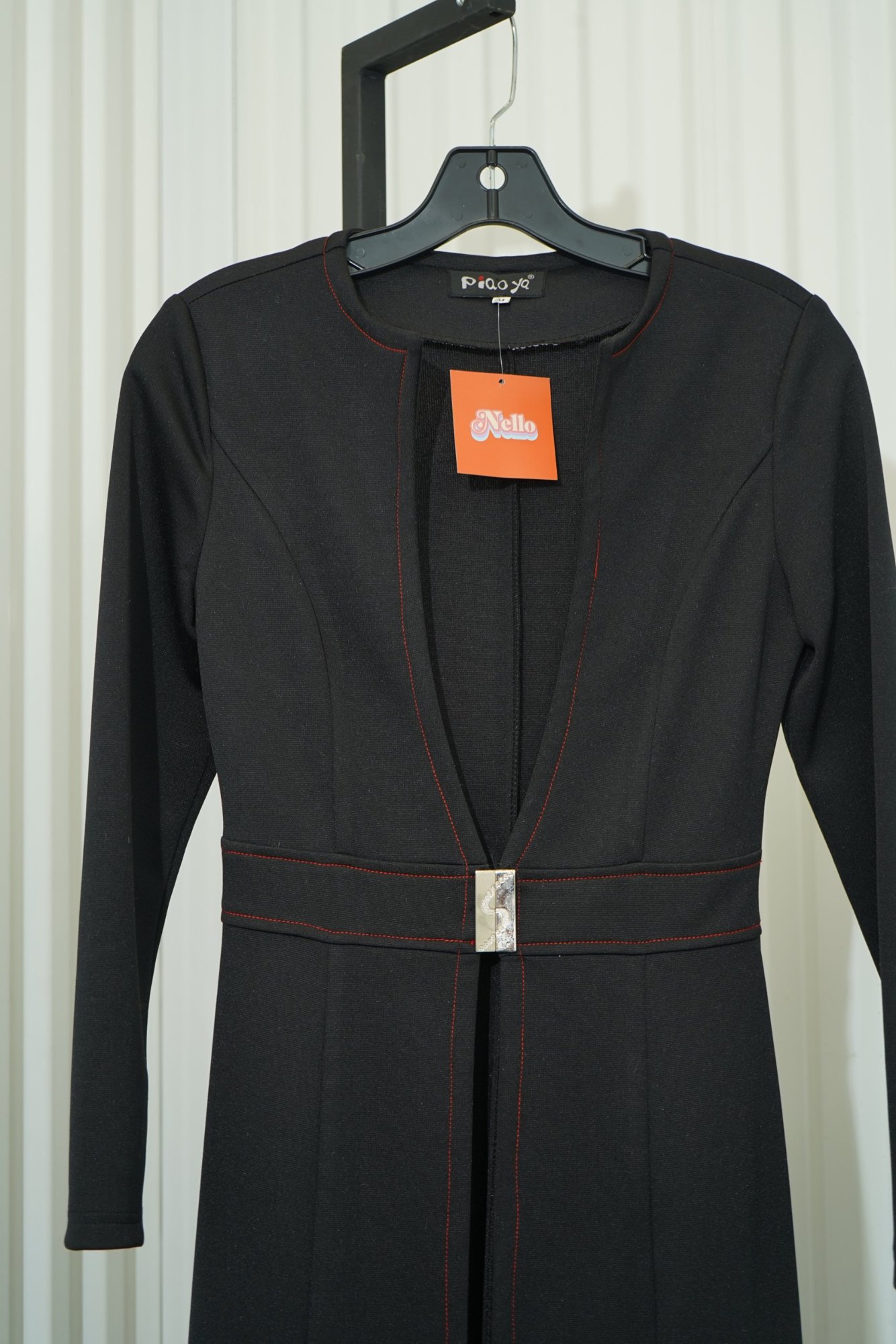 2000s-2010s PiaoYa Long Black Belted Coat Dress, image 3