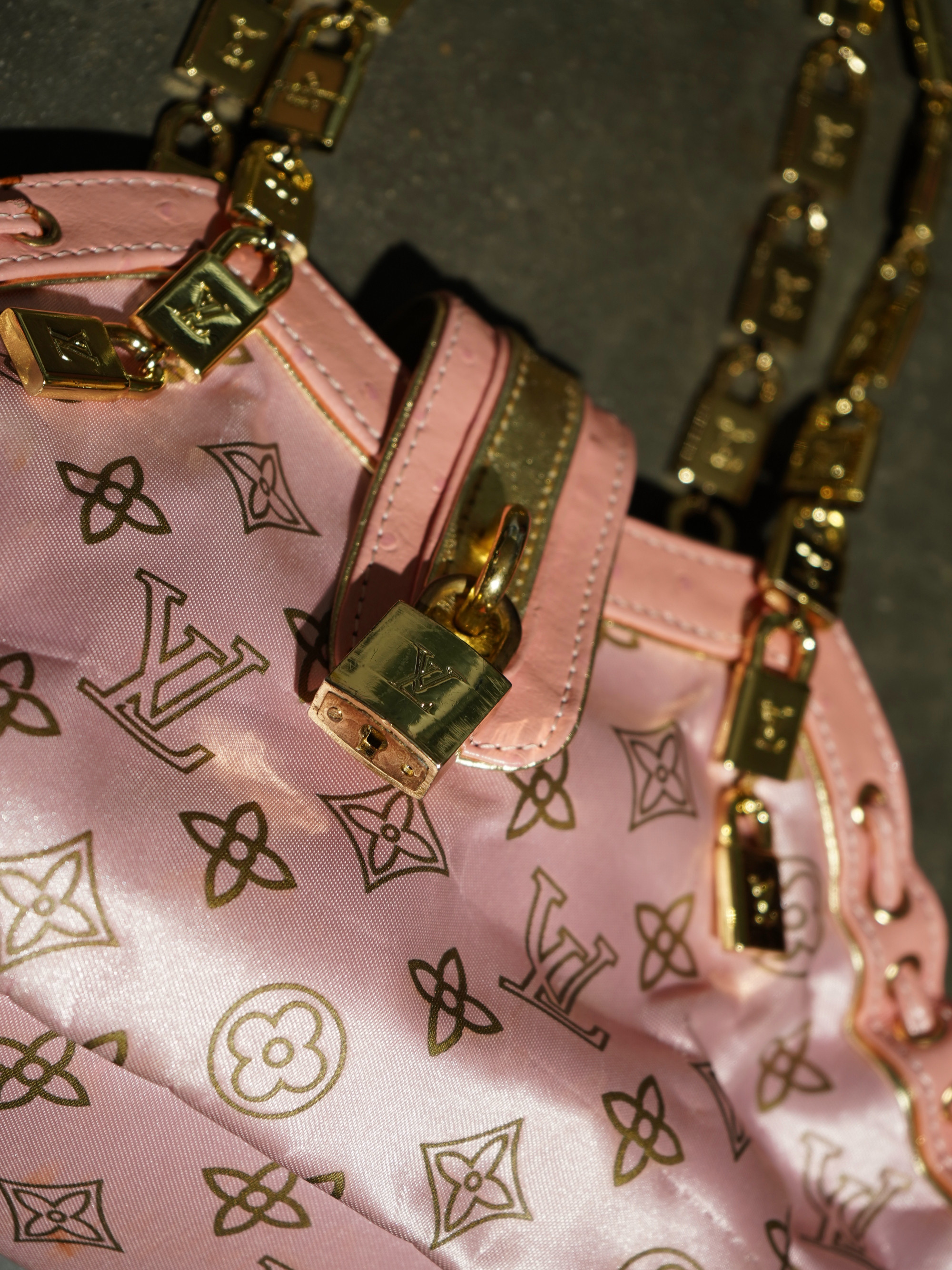 LV-style pink satin mini bag — image 6
