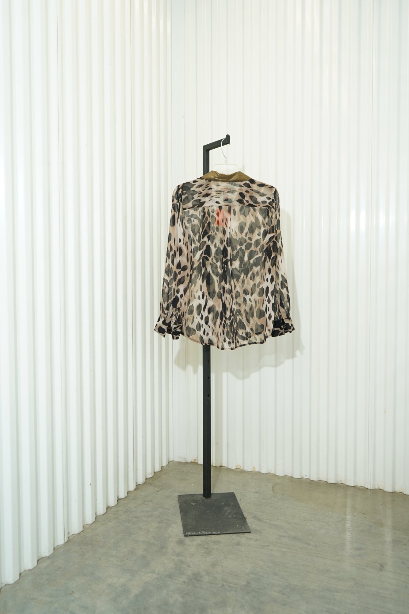 Chicos Sheer Animal Print Gold Sequin Collar Button Down, image 6