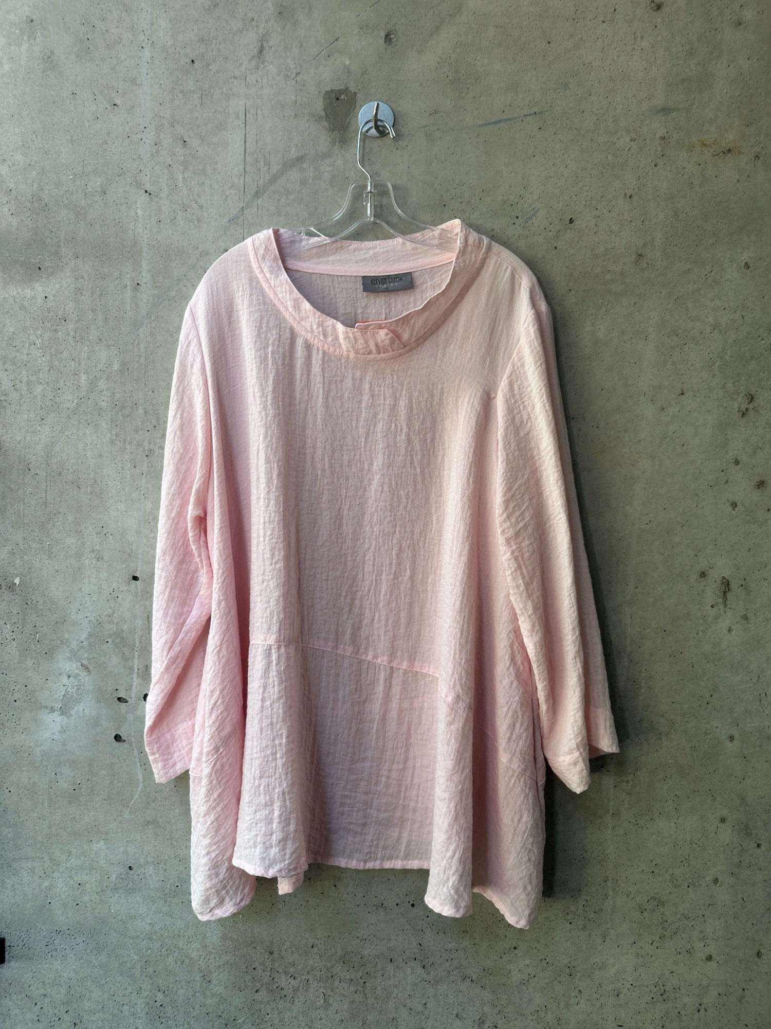 2000s-2010s ELEVEN STITCH DESIGN Pink Textured Cotton Tunic Top