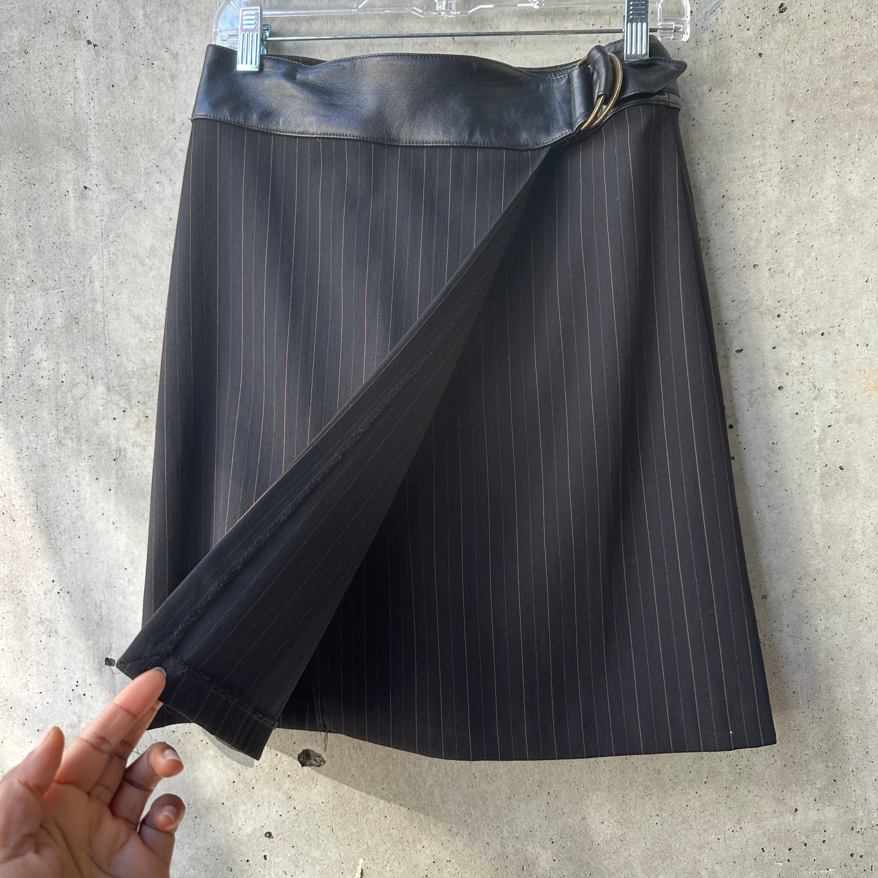 Bebe Black Pinstrip Mini Wrap Skirt  — image 2