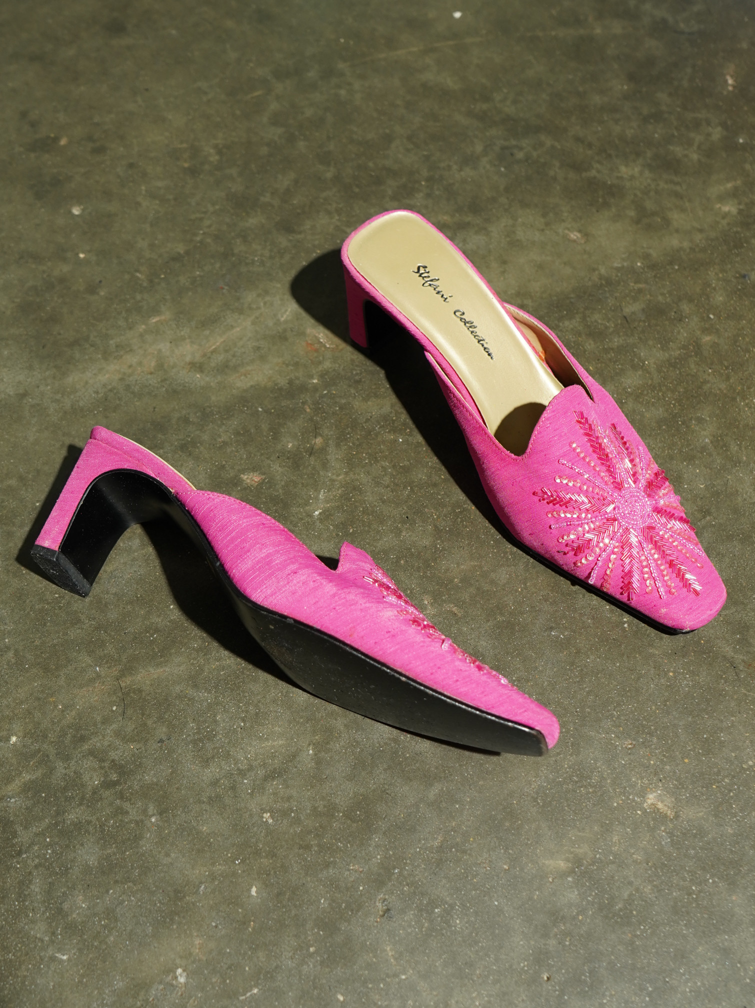 Stefani Collection Hot Pink Beaded Sunburst Mule — image 4