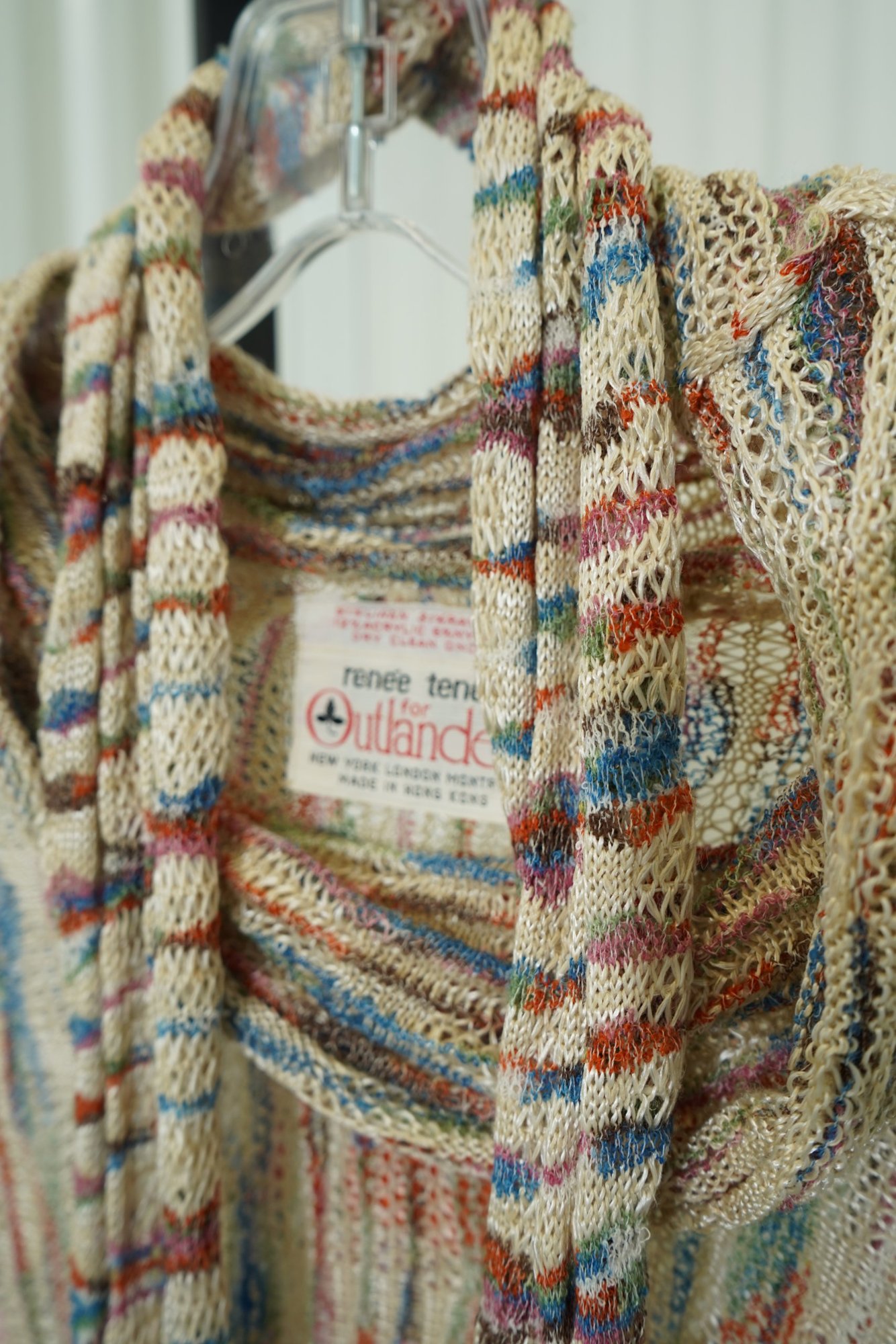 70s Renée Tener for Outlander Cream Space-Dye Open Knit Sweater with Scarf, image 5