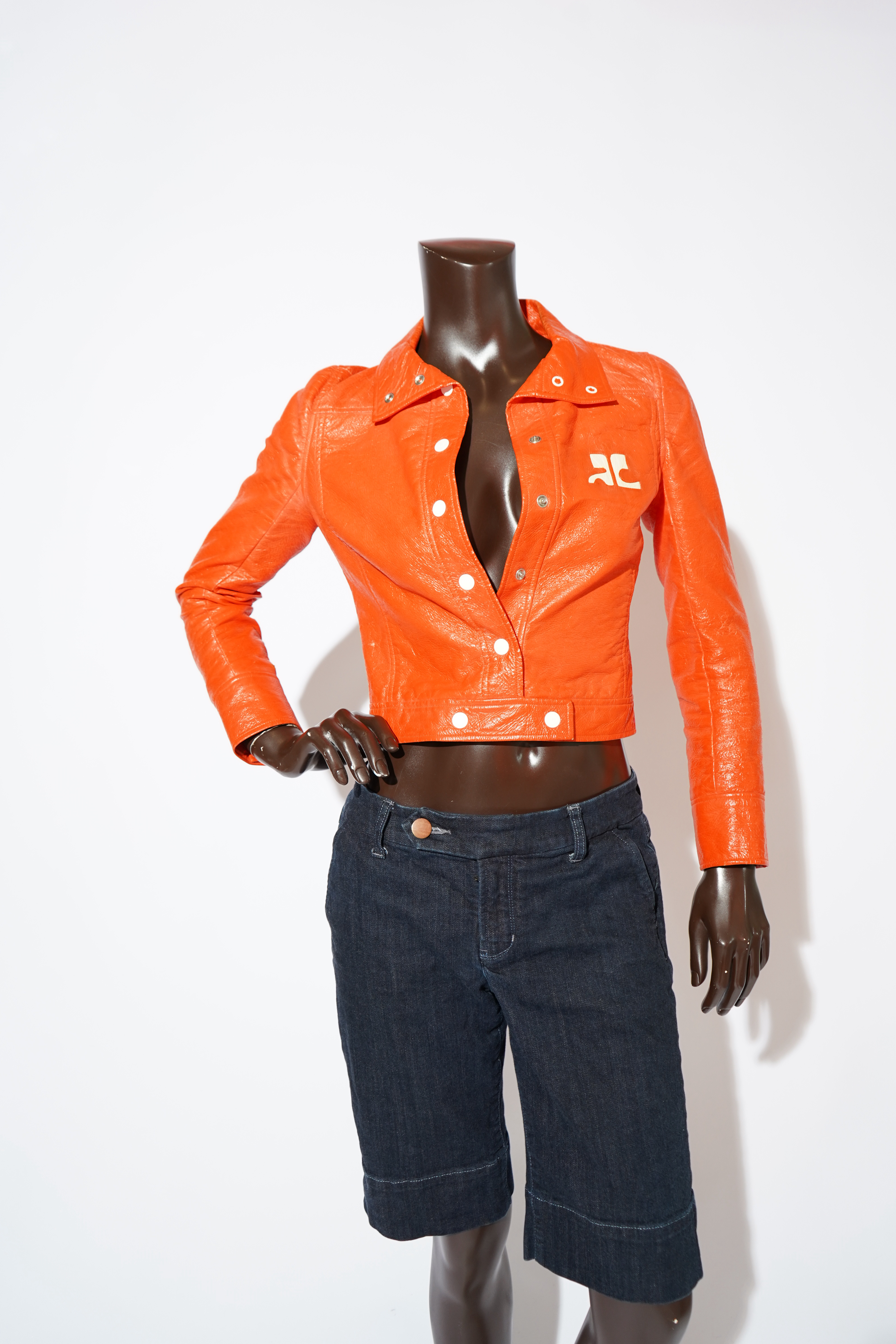Original 1960s André Courrèges Orange Vinyl Jacket — image 6