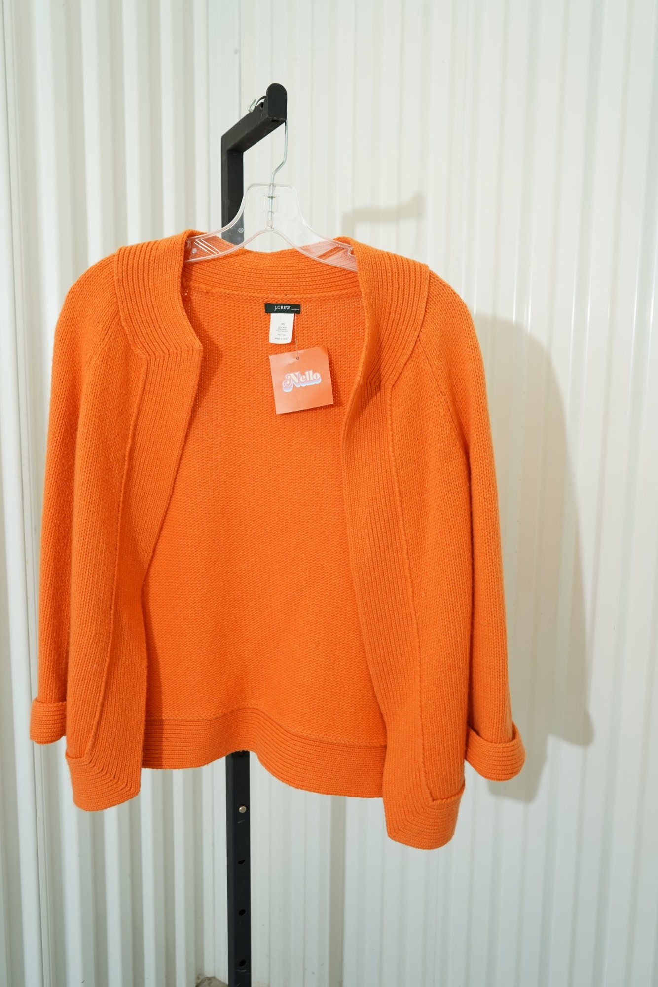 2010s-2020s J. CREW Wool Pumpkin Orange Crochet Wool Cardigan, image 3