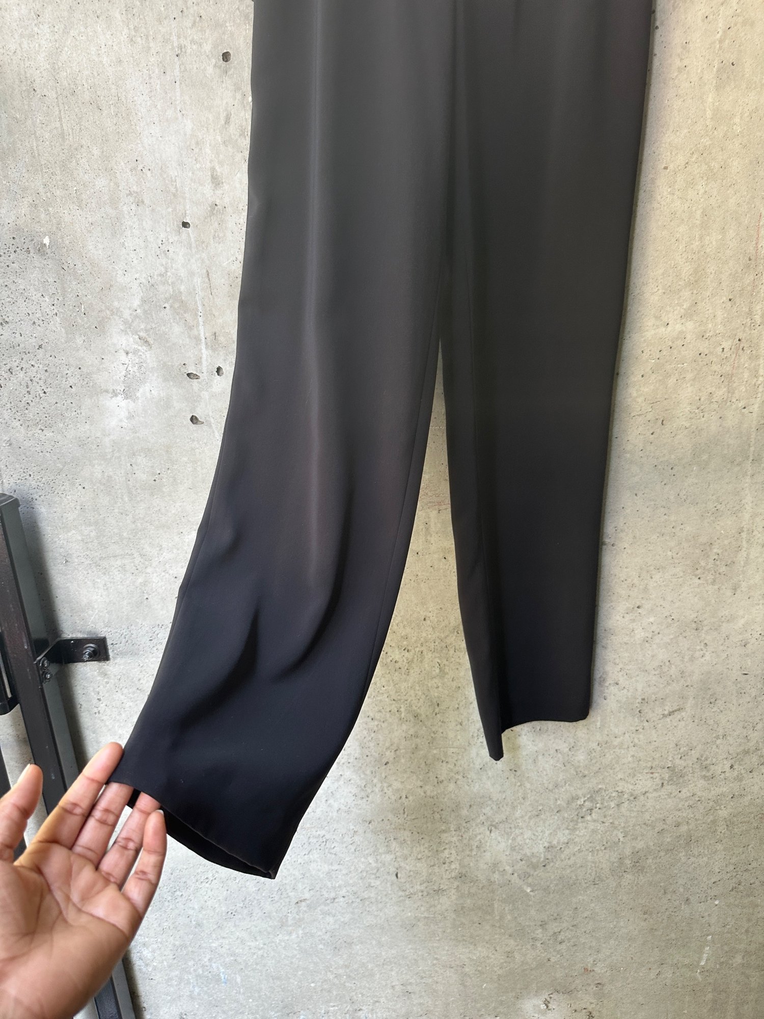 1980s-1990s Tempo Paris Black Wide Slit Sheer Layered Leg Trousers, image 3