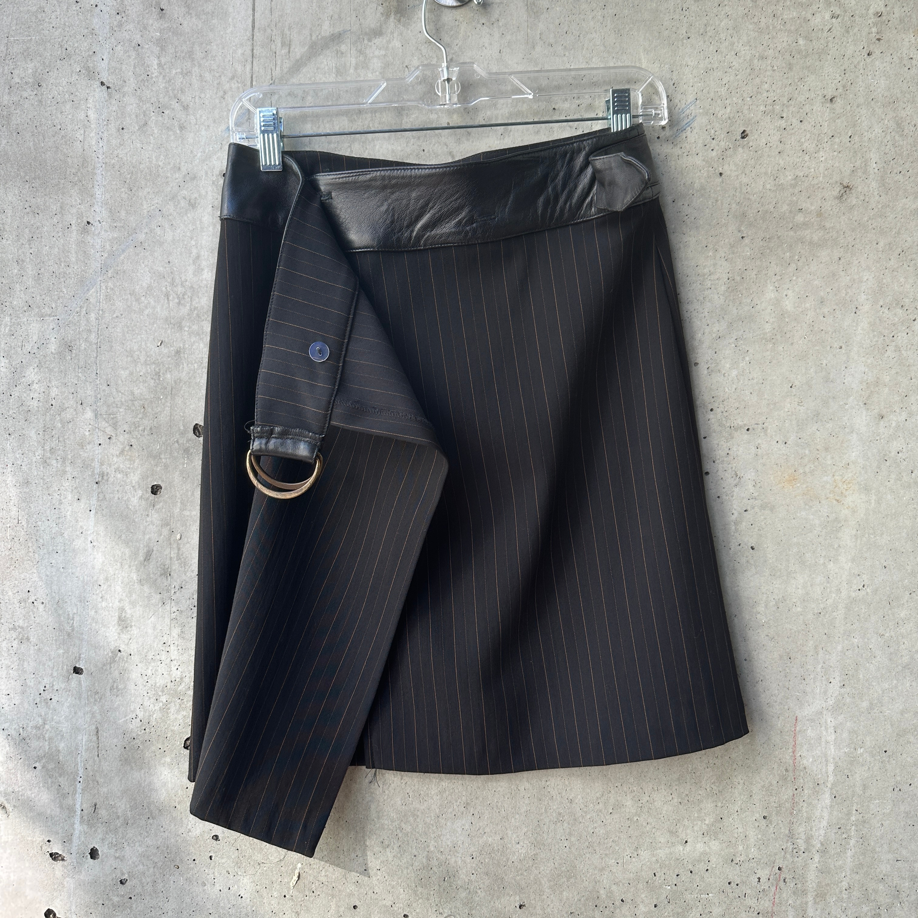 Bebe Black Pinstrip Mini Wrap Skirt  — image 5