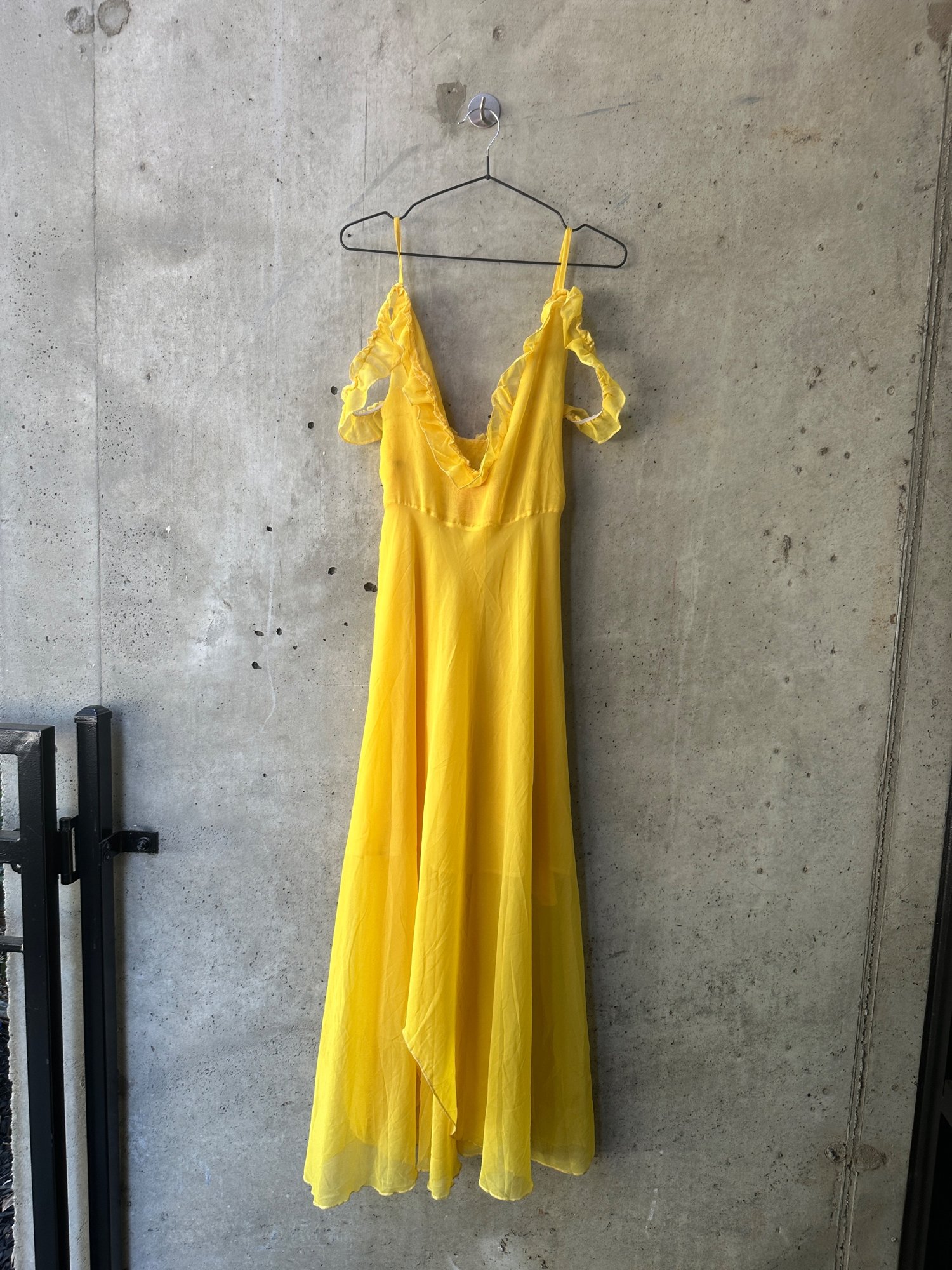 Yellow Ruffle Strap Maxi Dress, image 4