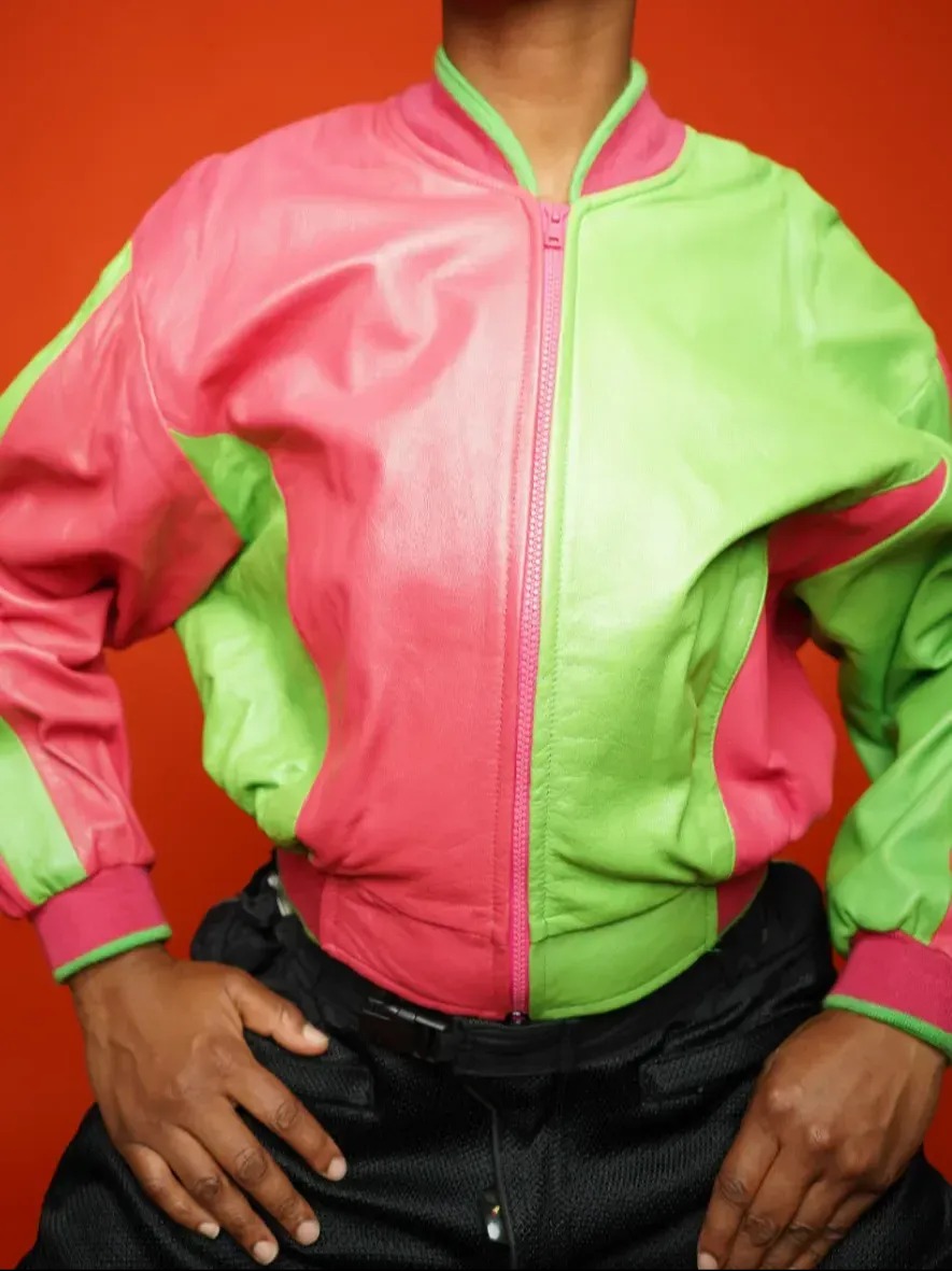 Cache Pink & Green Varsity Jacket, image 11