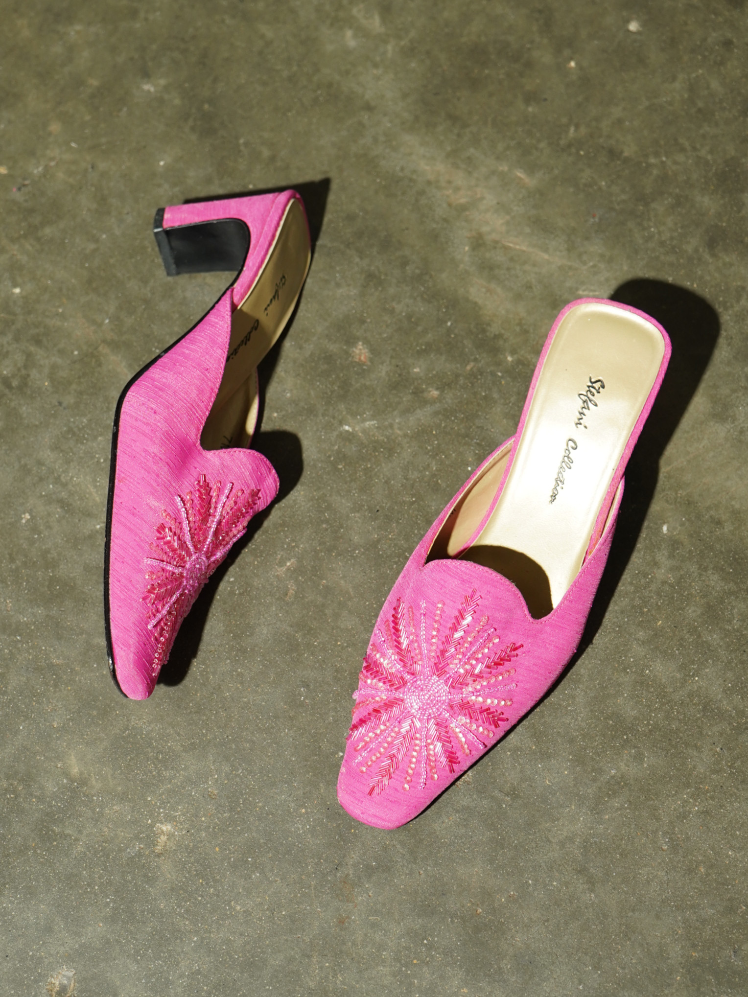 Stefani Collection Hot Pink Beaded Sunburst Mule — image 5