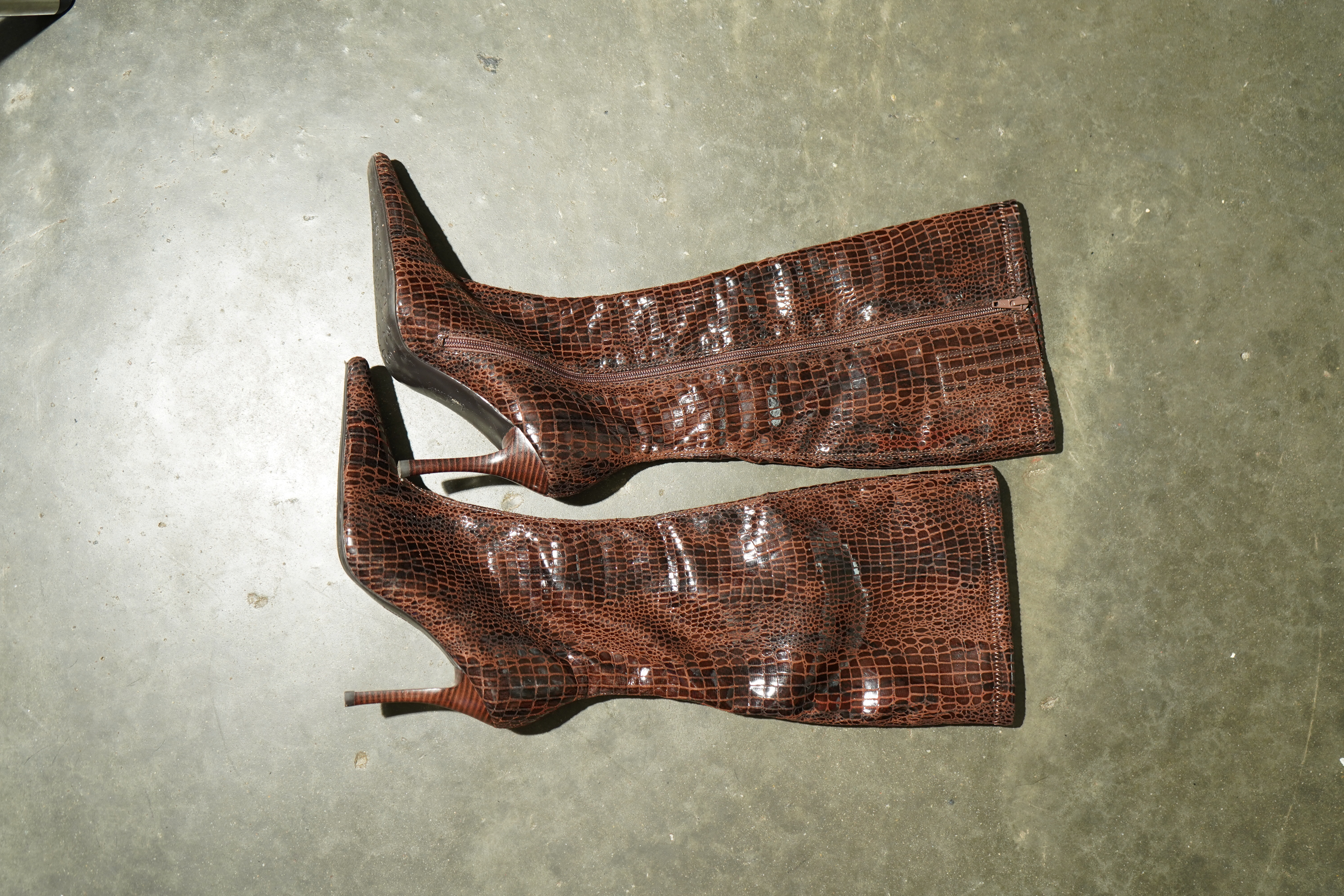 Chocolate Croc Stiletto Micro Boot — image 4