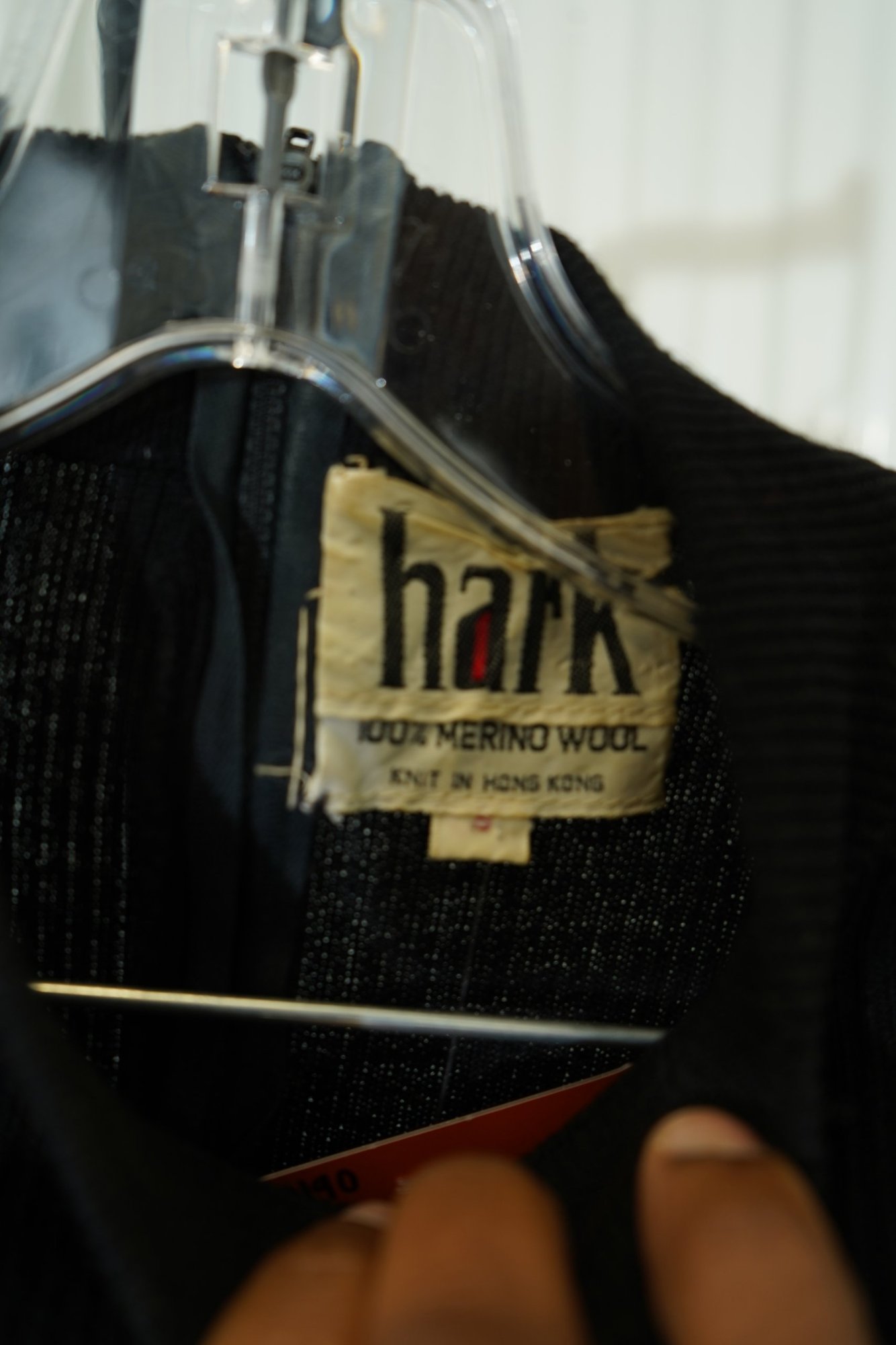 80s Hark Balck Merino Wool Mock-Neck Ribbed Sweater, image 3