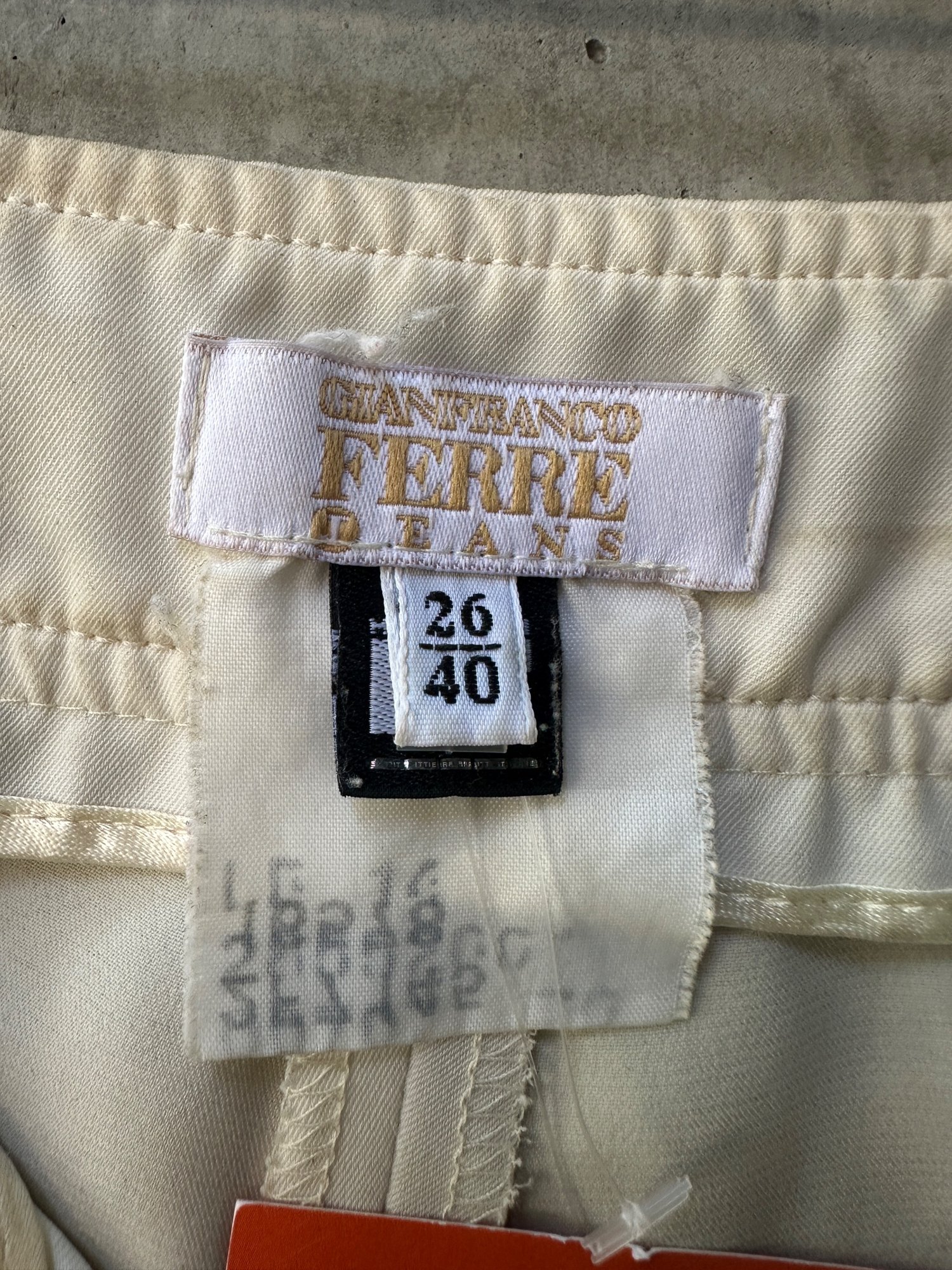 1990s Gianfranco Ferre Jeans Wide Leg Cream Trousers, image 4