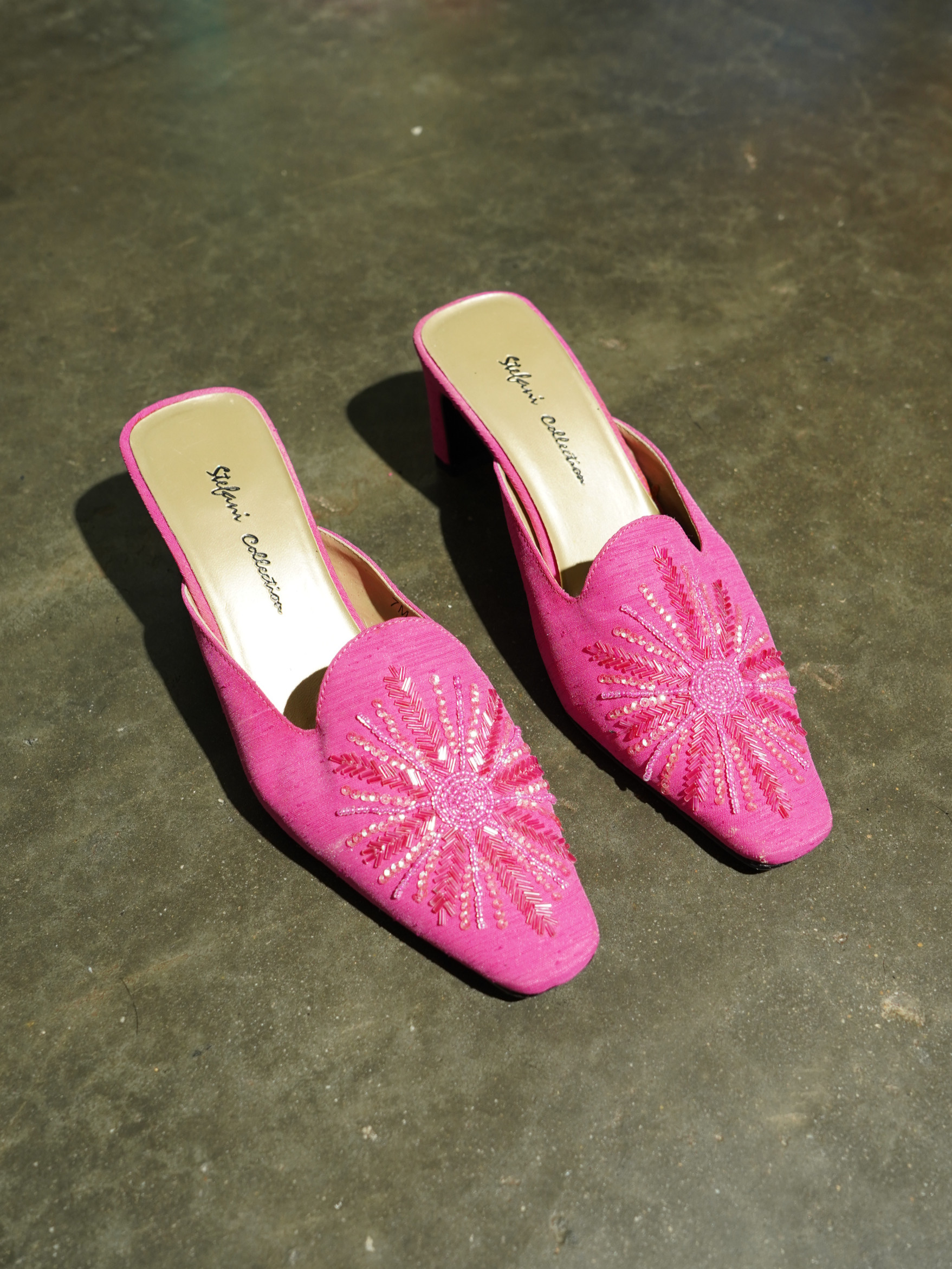 Stefani Collection Hot Pink Beaded Sunburst Mule — image 2