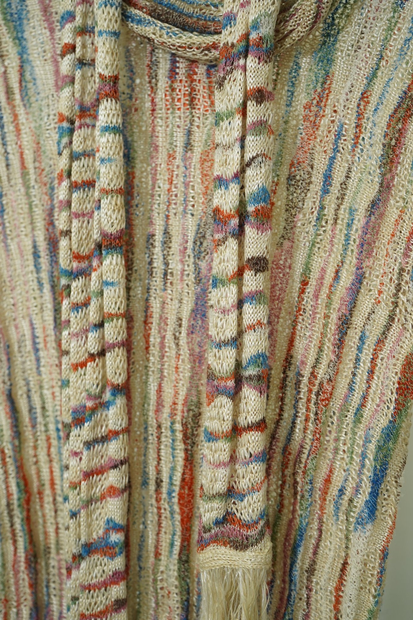 70s Renée Tener for Outlander Cream Space-Dye Open Knit Sweater with Scarf, image 3