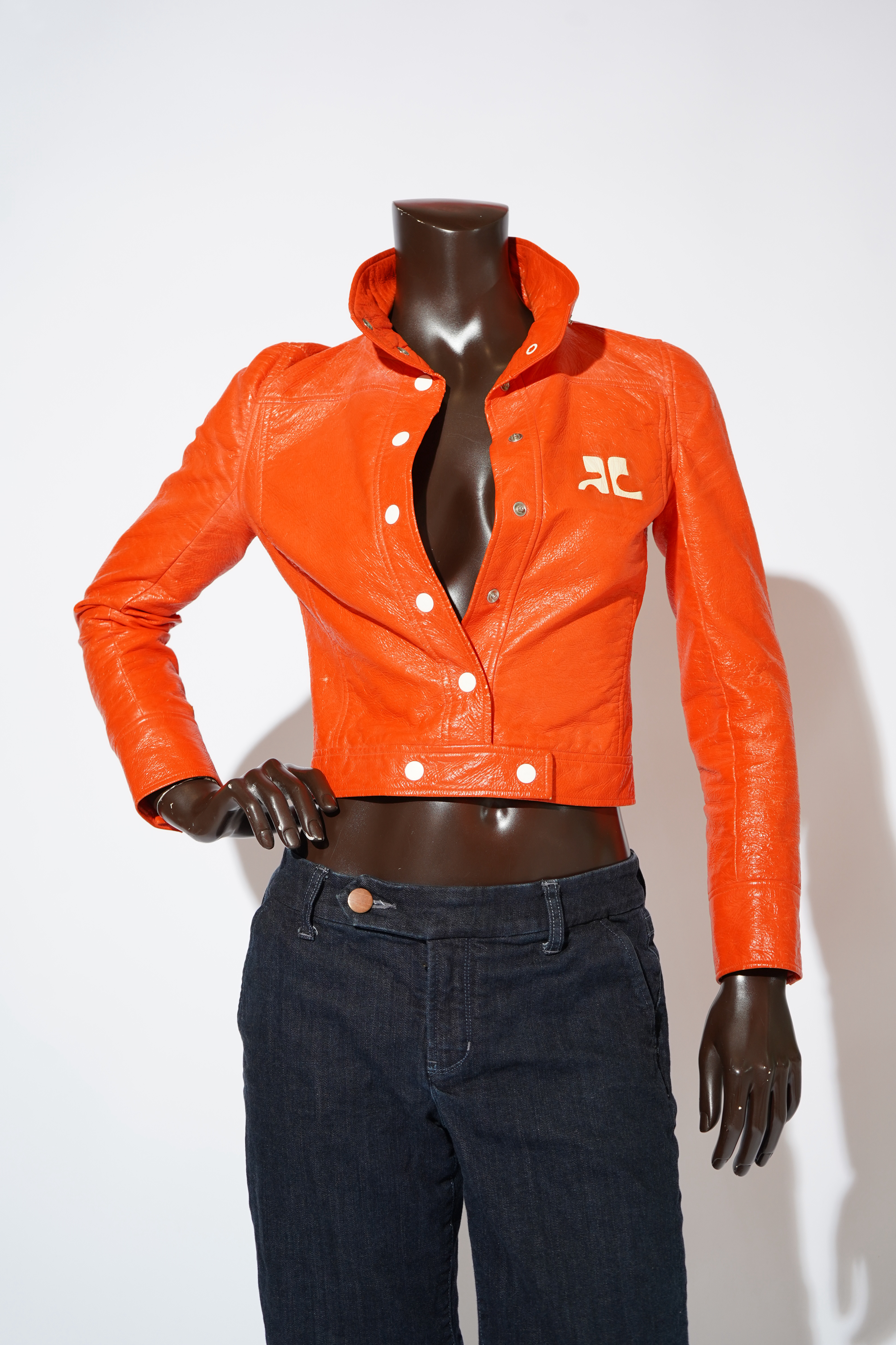 Original 1960s André Courrèges Orange Vinyl Jacket — image 3