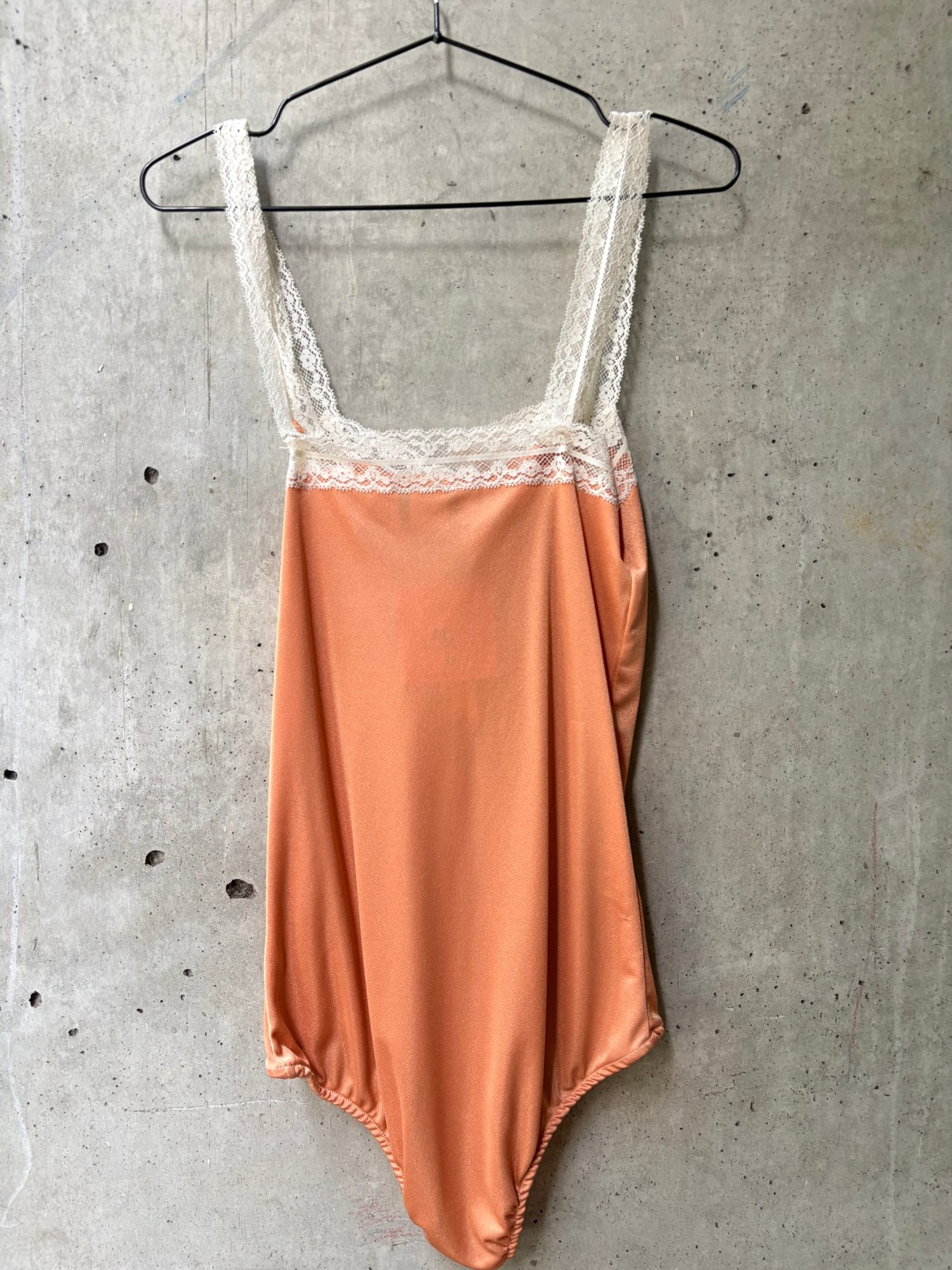 1980s toute suite new york Peach Lace Trim Bodysuit, image 4