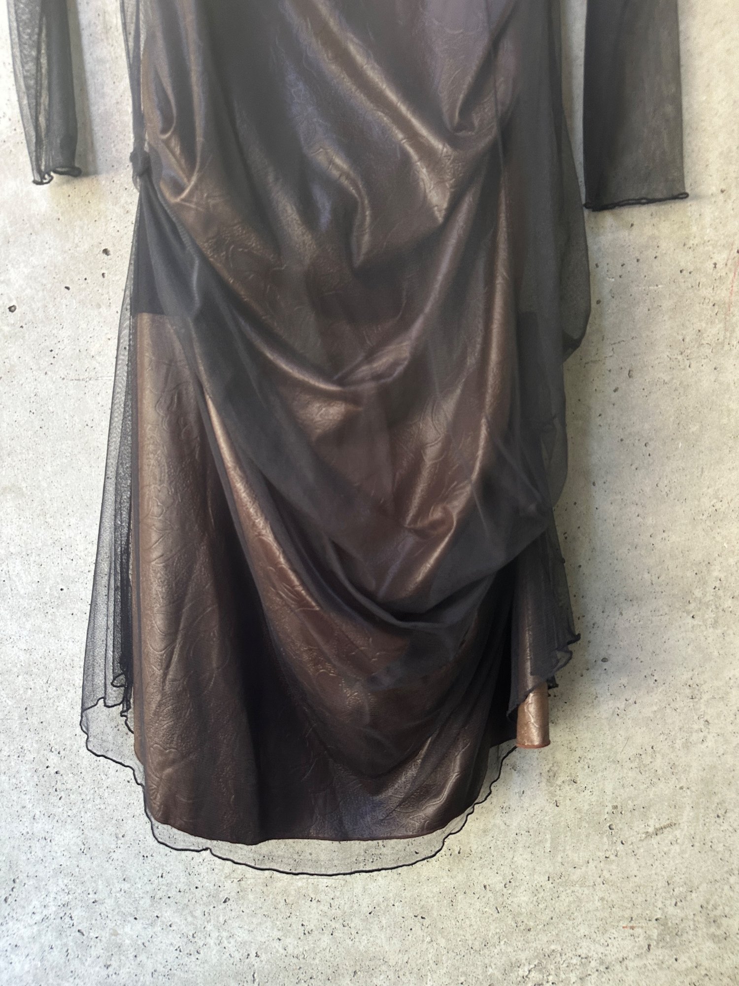 1990s-2000s J.S.P. Sheer Mesh Ruched Dress, image 2