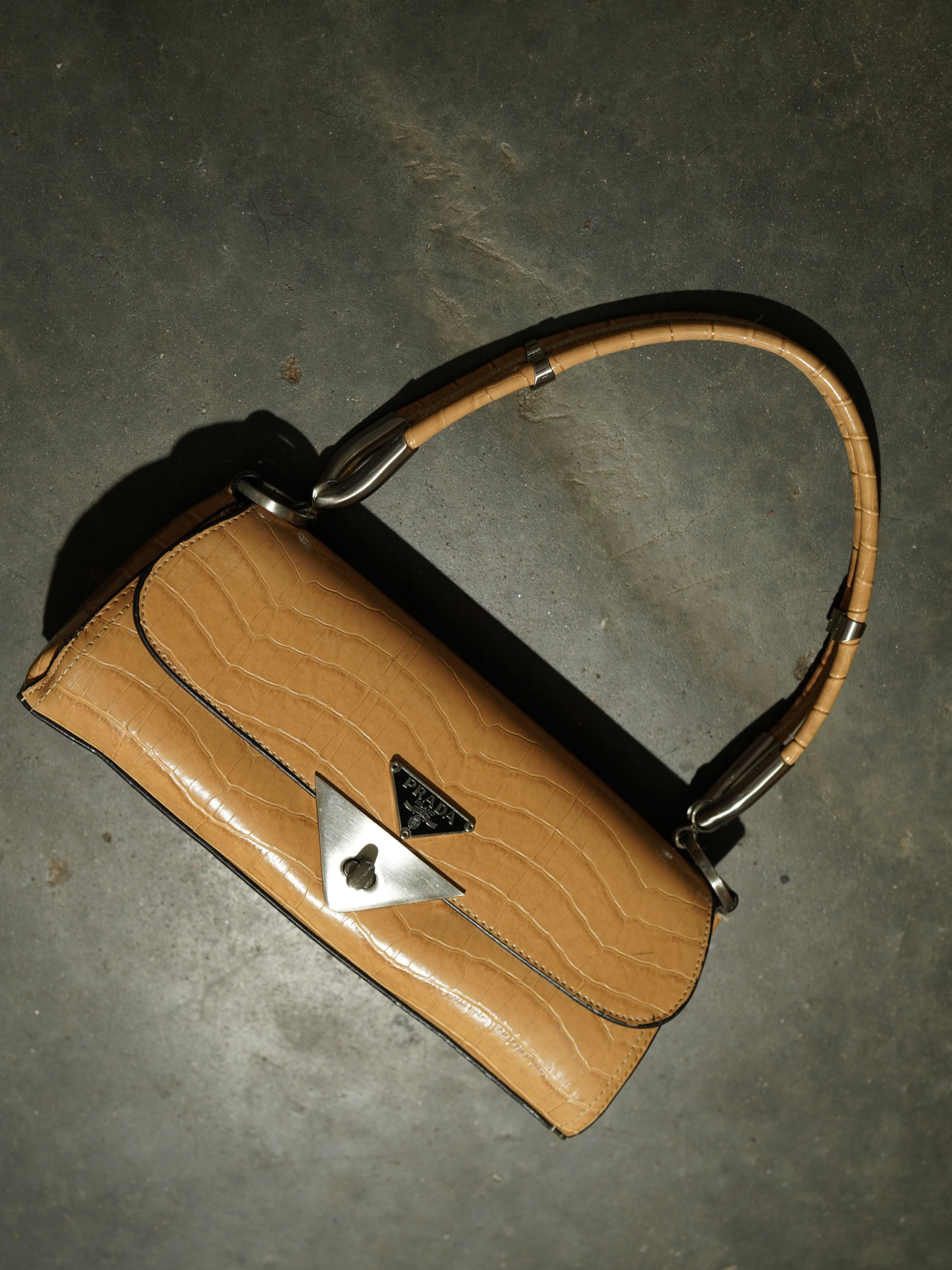 Prada-style croc shoulder bag — image 4