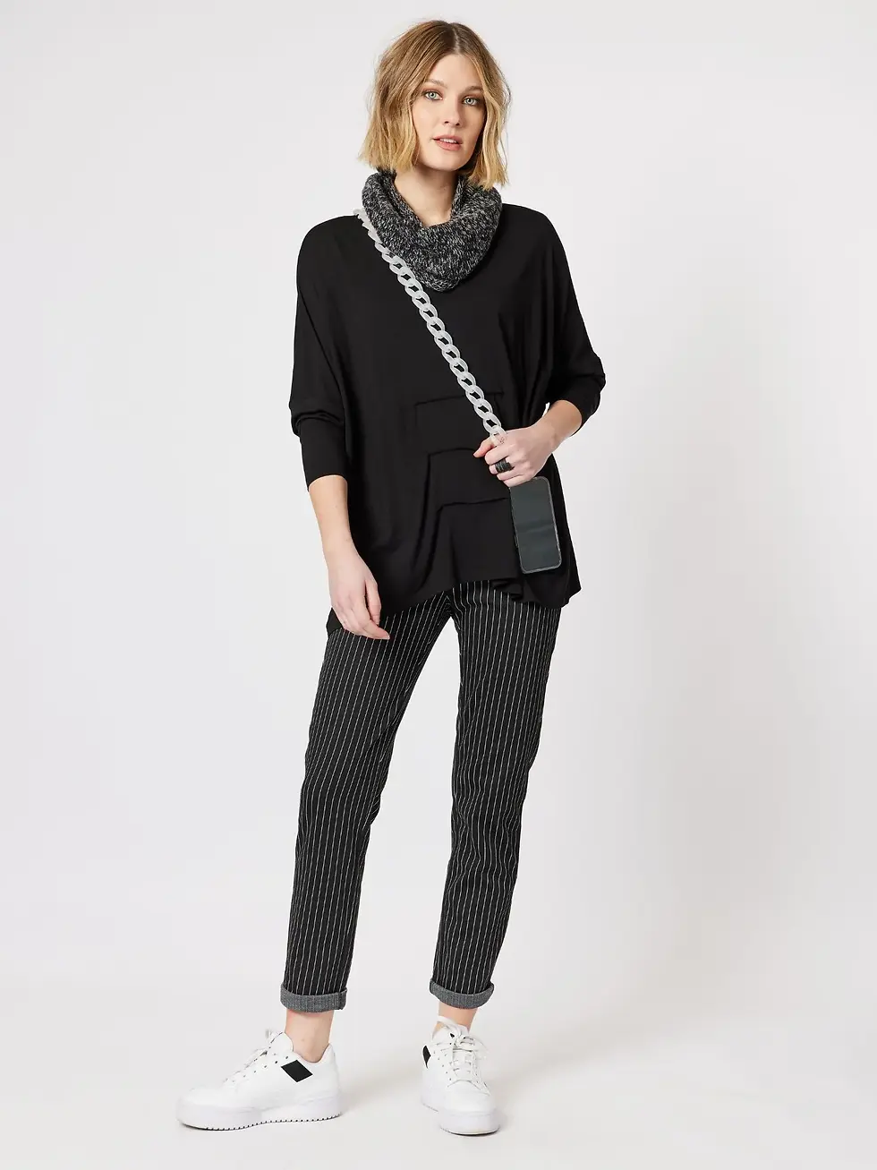 Thumbnail: Pleat Detail Jersey Top - Black