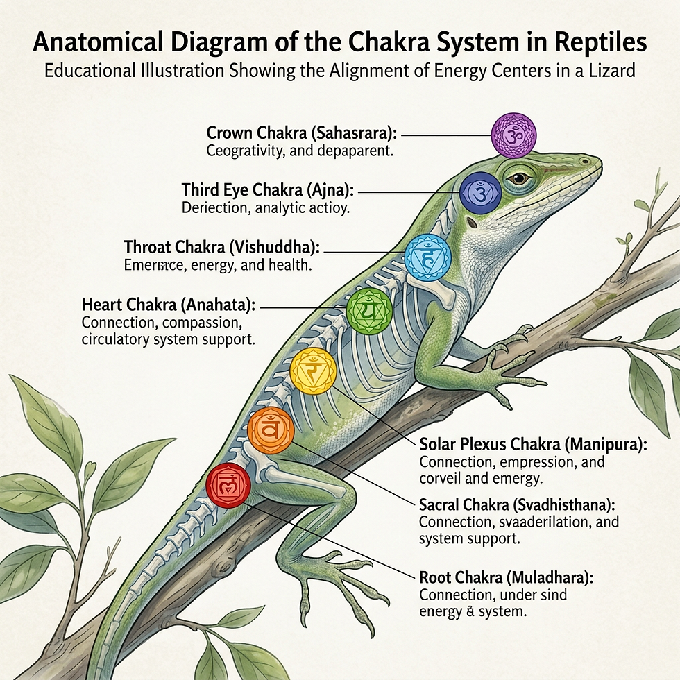 Schéma anatomique  des chakras du réptile  