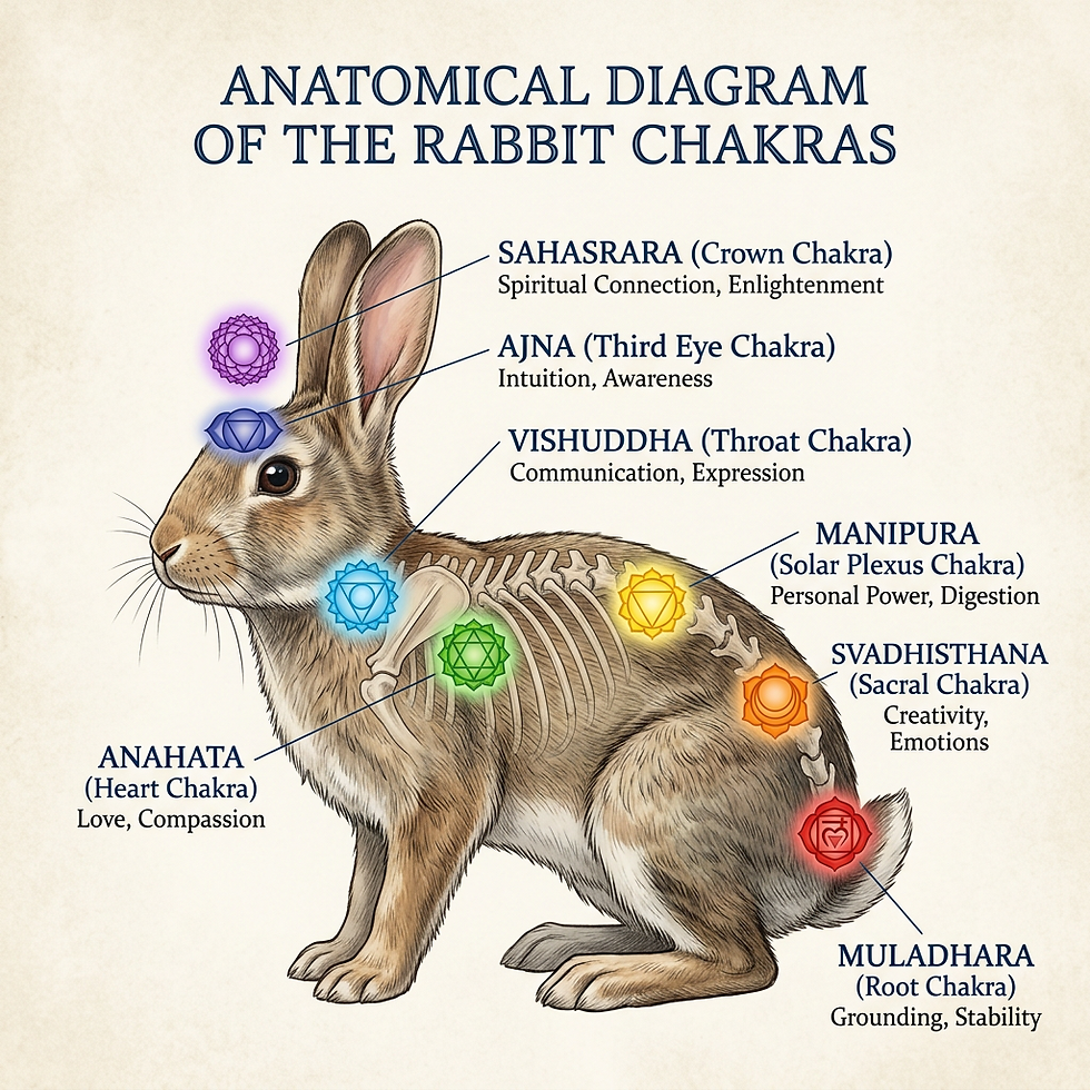Schéma anatomique des chakras du Lapin