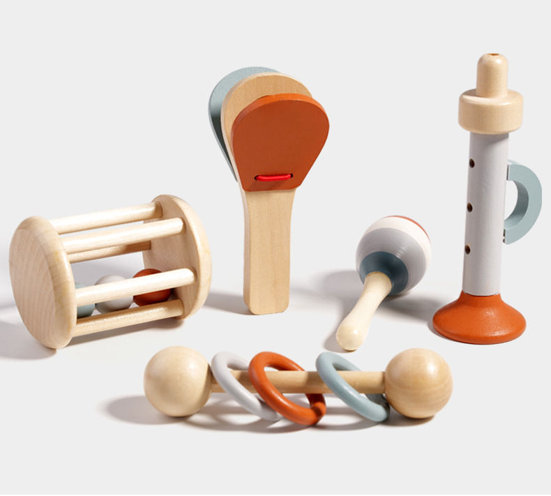 Thumbnail: Baby Handheld Bell Musical Instrument Toys Montessori Wooden Gripping Bed Bell D