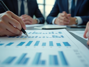 Team looking at financial charts