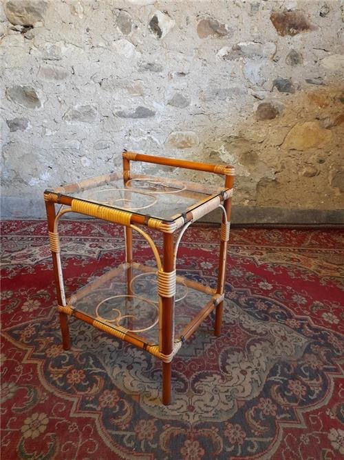 Thumbnail: Vintage bamboo bedside table.       0550