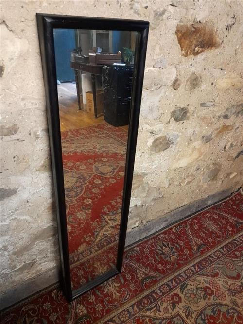 Thumbnail: Original vintage  ebonised tailors mirror vintage haberdashery mirror.      0366
