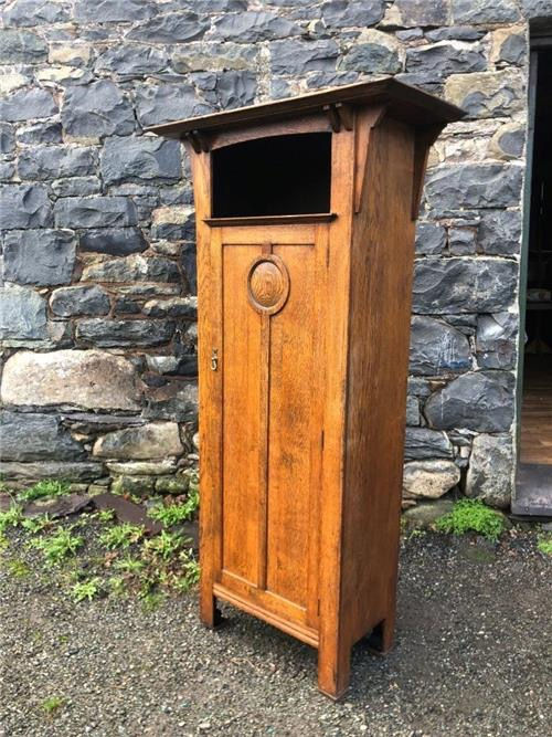 Vintage arts and crafts harrods oak hall cupboard wardrobe