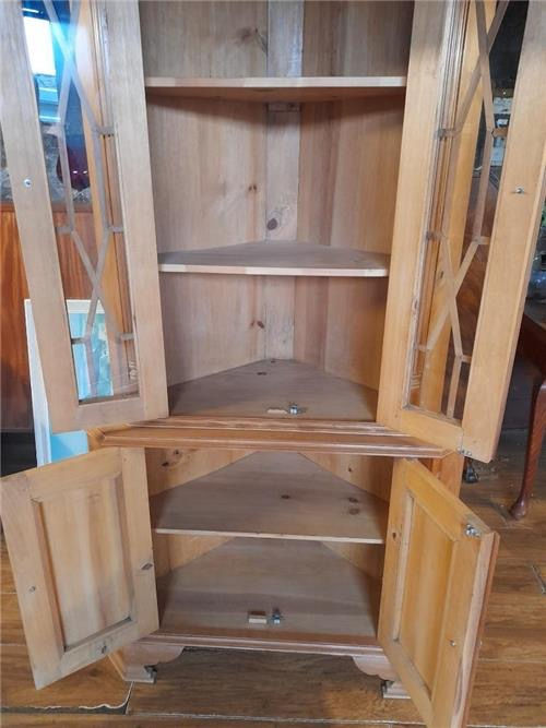 Thumbnail: Rustic pine corner cupboard.   0467