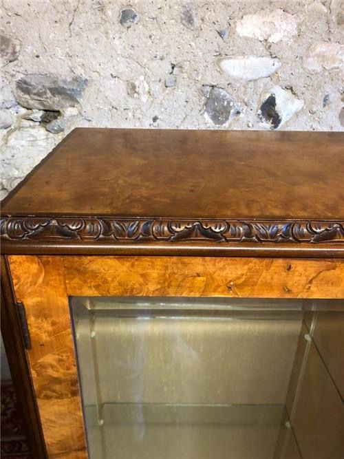 Thumbnail: Beautiful victorian burr walnut display cabinet.     0396