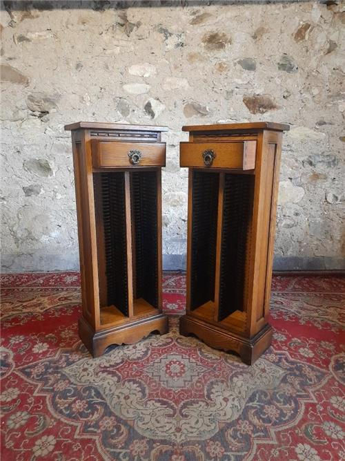 Thumbnail: old charm solid oak CD cabinets x 2.     0519