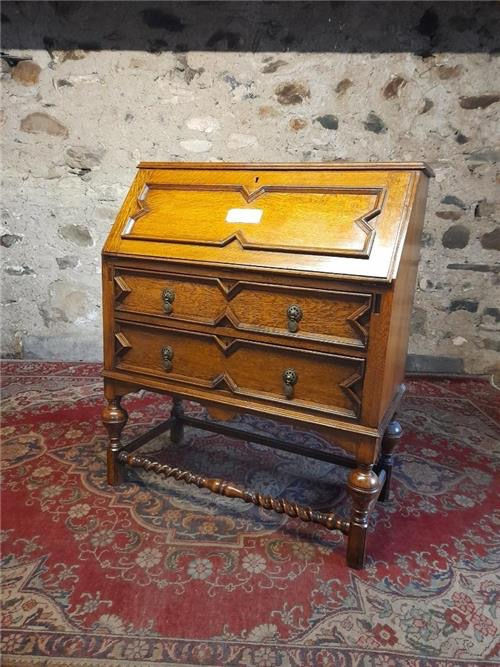 Thumbnail: Vintage solid oak bureau.     0424